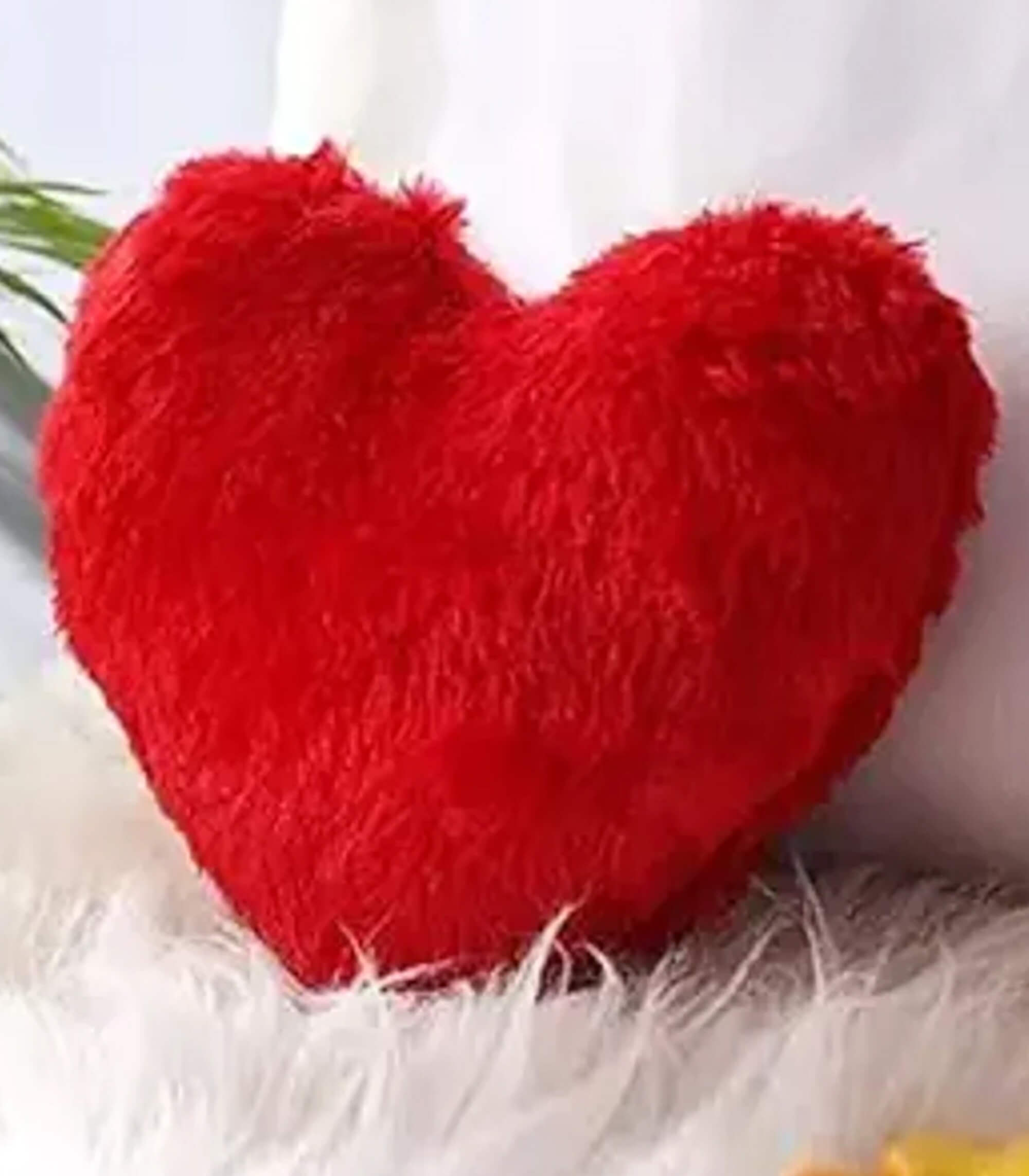 Personalized Red Heart-Shaped Fur Pillow with Your Photo
