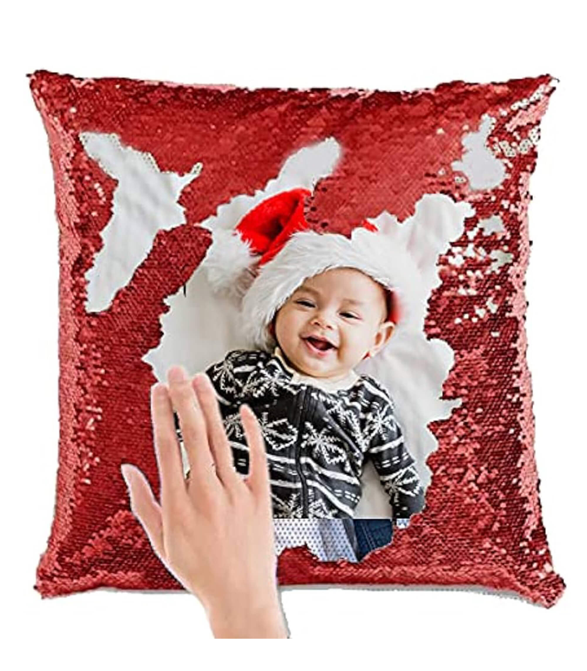 Personalized Red Square-Shaped Magic Pillow with Photo