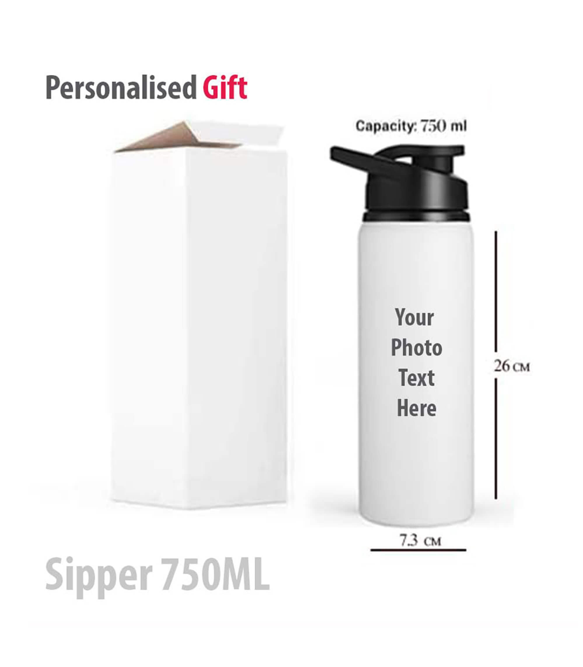 Customised Water Bottle With Open/Close Cap (750ml)