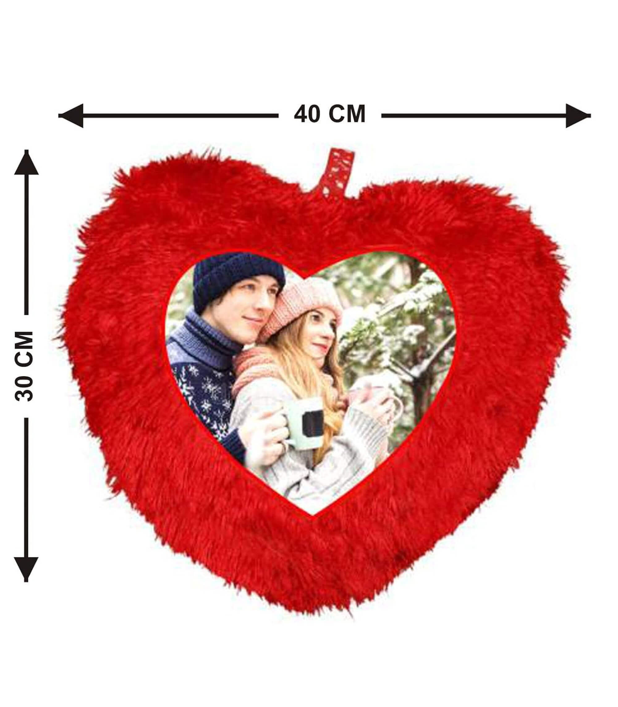 Personalized Red Heart-Shaped Fur Pillow with Your Photo