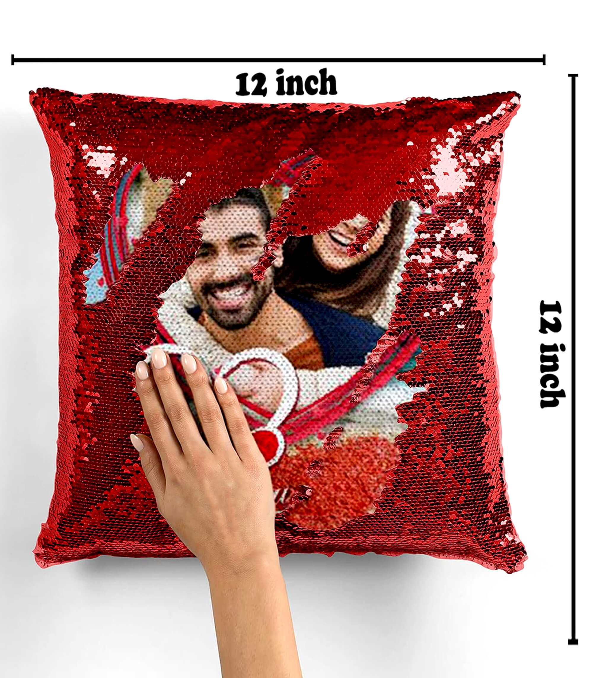 Personalized Red Square-Shaped Magic Pillow with Photo