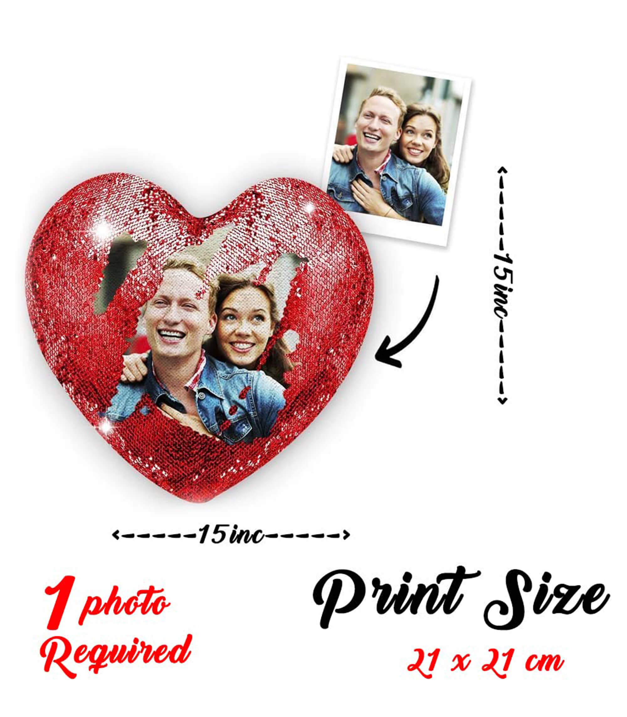Personalized Heart-Shaped Magic Pillow with Photo