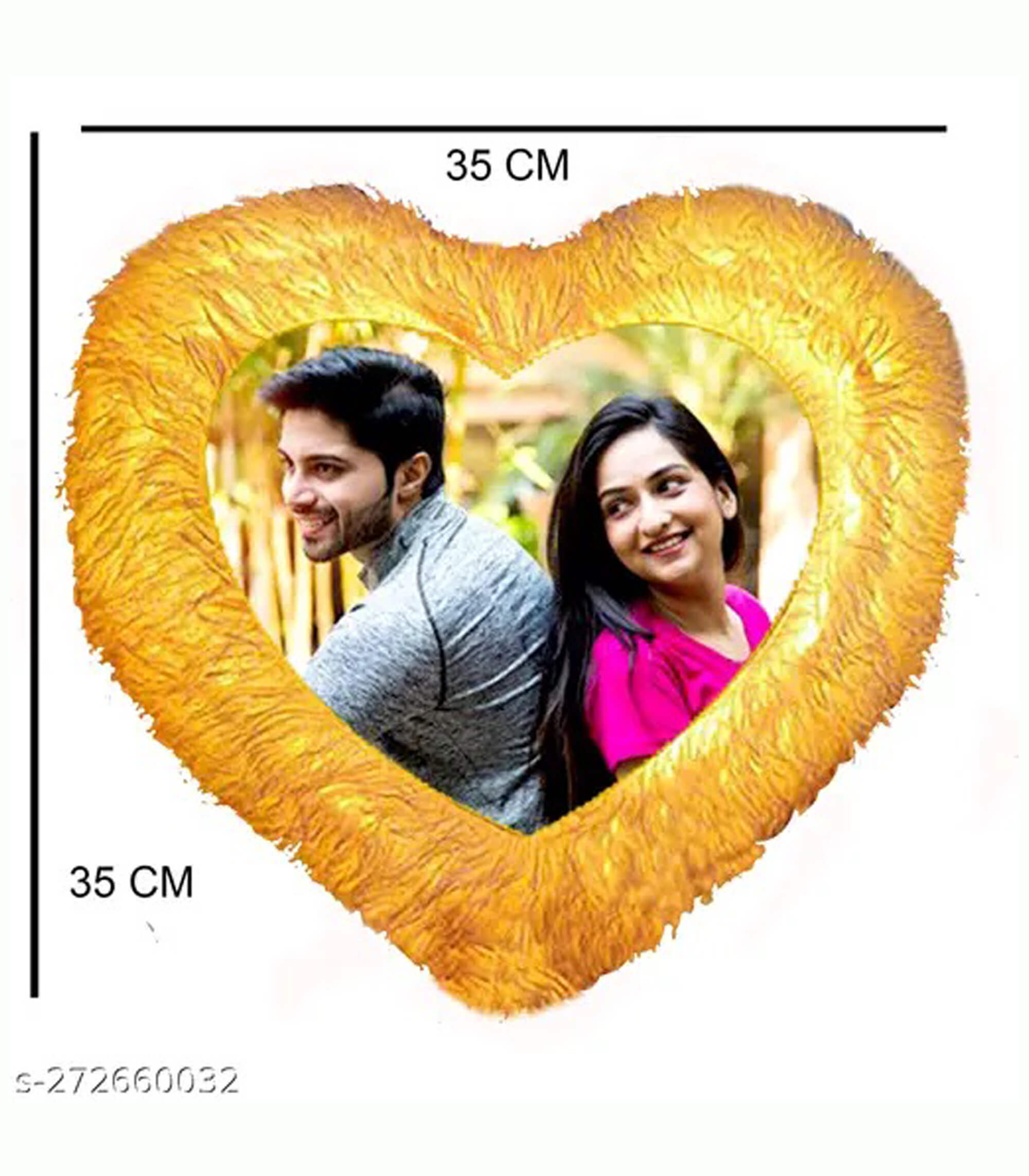 Personalized Multicolour Heart LED Light Photo Pillow with Filler – 16x16-inch Polyester Fur