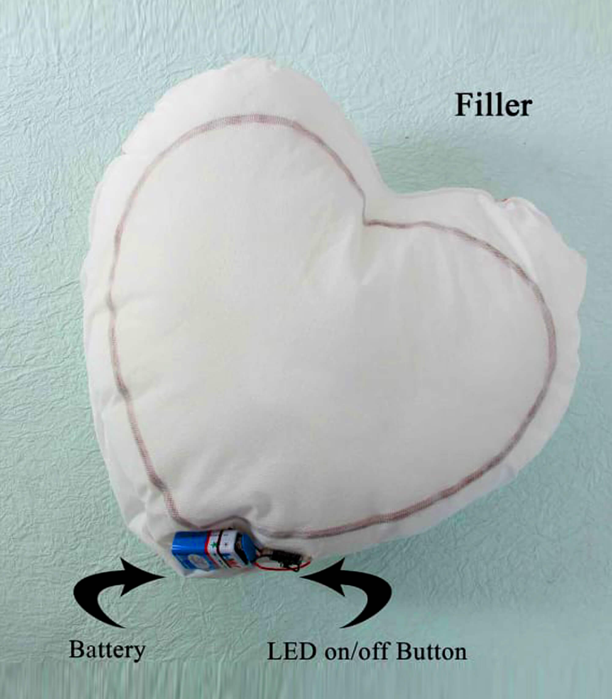 Personalized Multicolour Heart LED Light Photo Pillow with Filler – 16x16-inch Polyester Fur