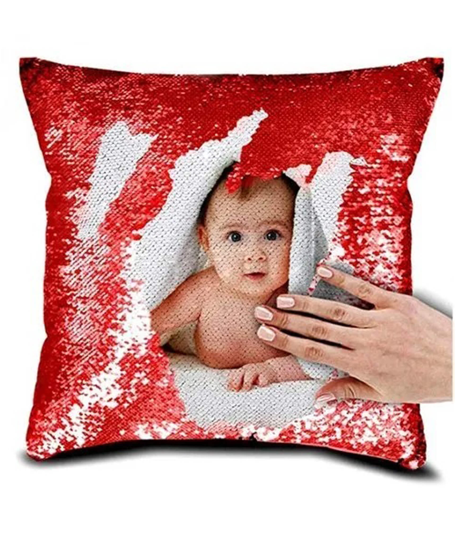 Personalized Red Square-Shaped Magic Pillow with Photo