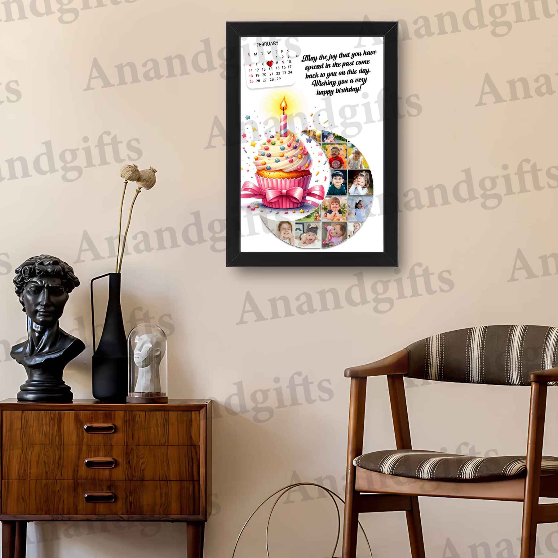 Personalized Birthday Photo Frame with Calendar & Collage Personalized Birthday Photo Frame with Calendar & Collage