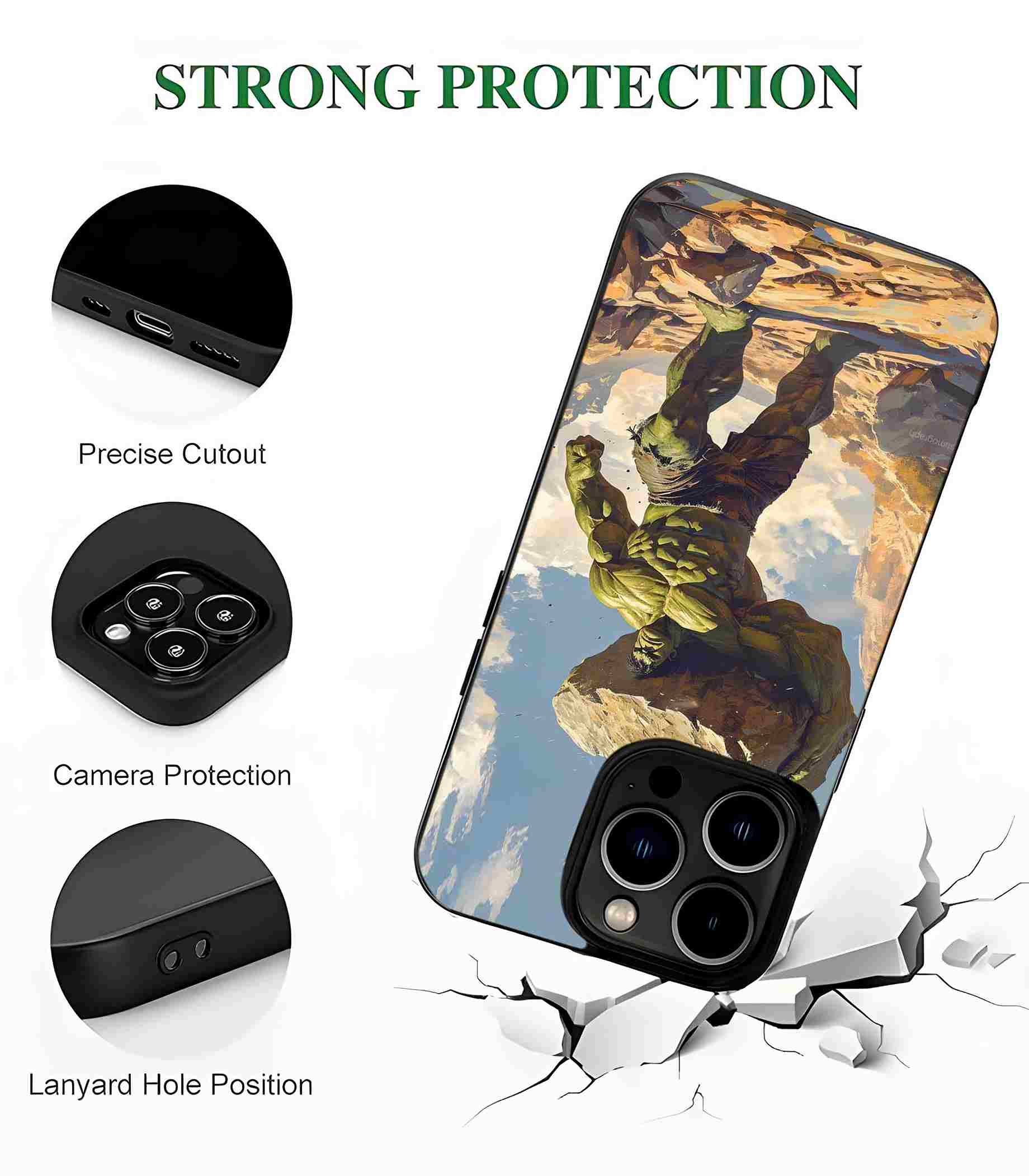 Hulk vs Stones 2D Rubber Mobile Back Cover
