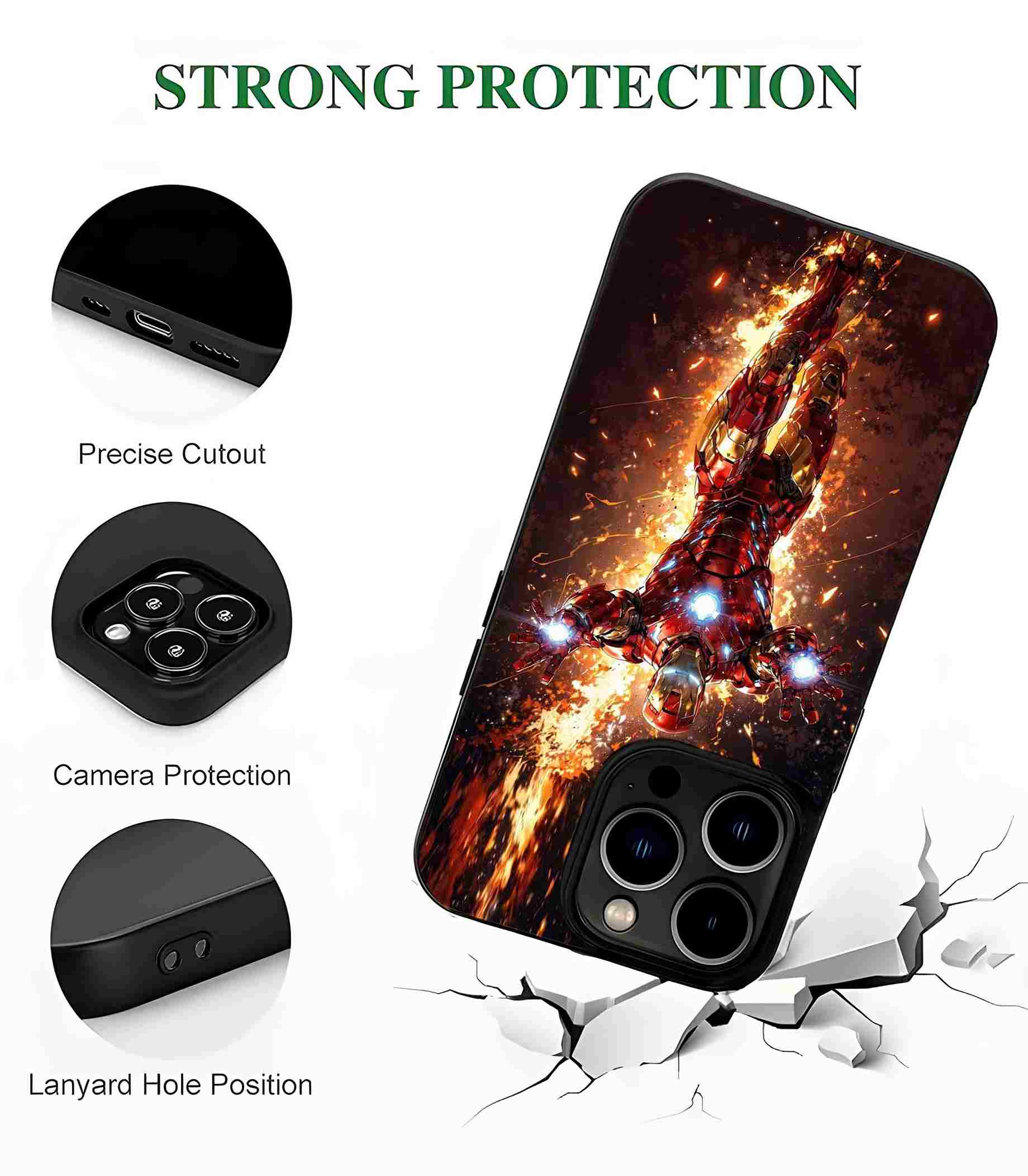 Iron Man in Action 2D Rubber Mobile Back Cover