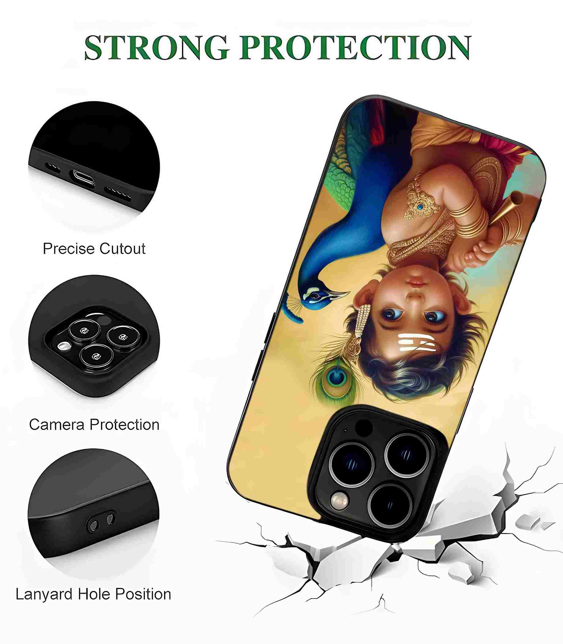 Krishna with Peacock 2D Rubber Mobile Back Cover Krishna with Peacock 2D Rubber Mobile Back Cover