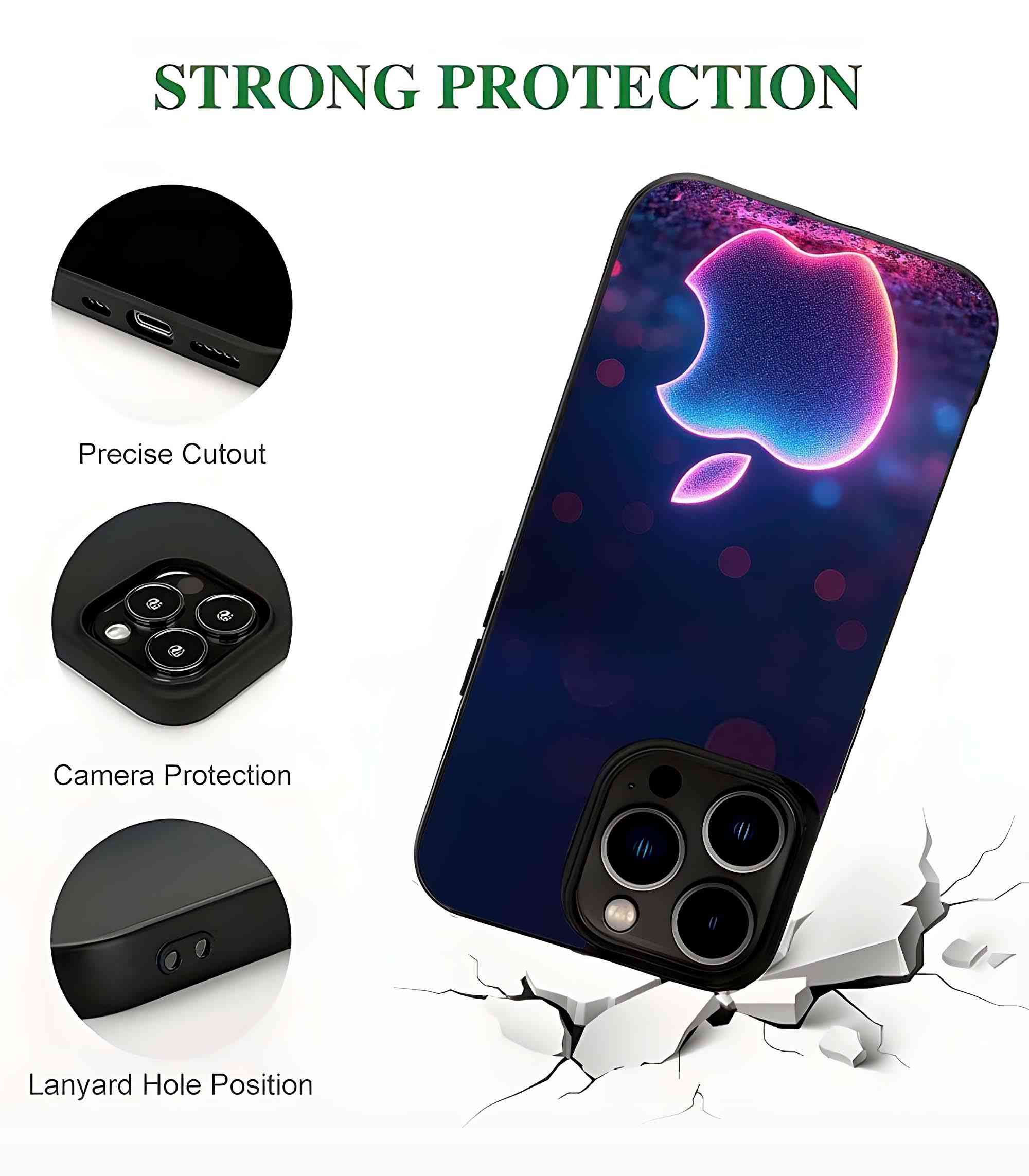 Apple Neon 2D Rubber Mobile Back Cover