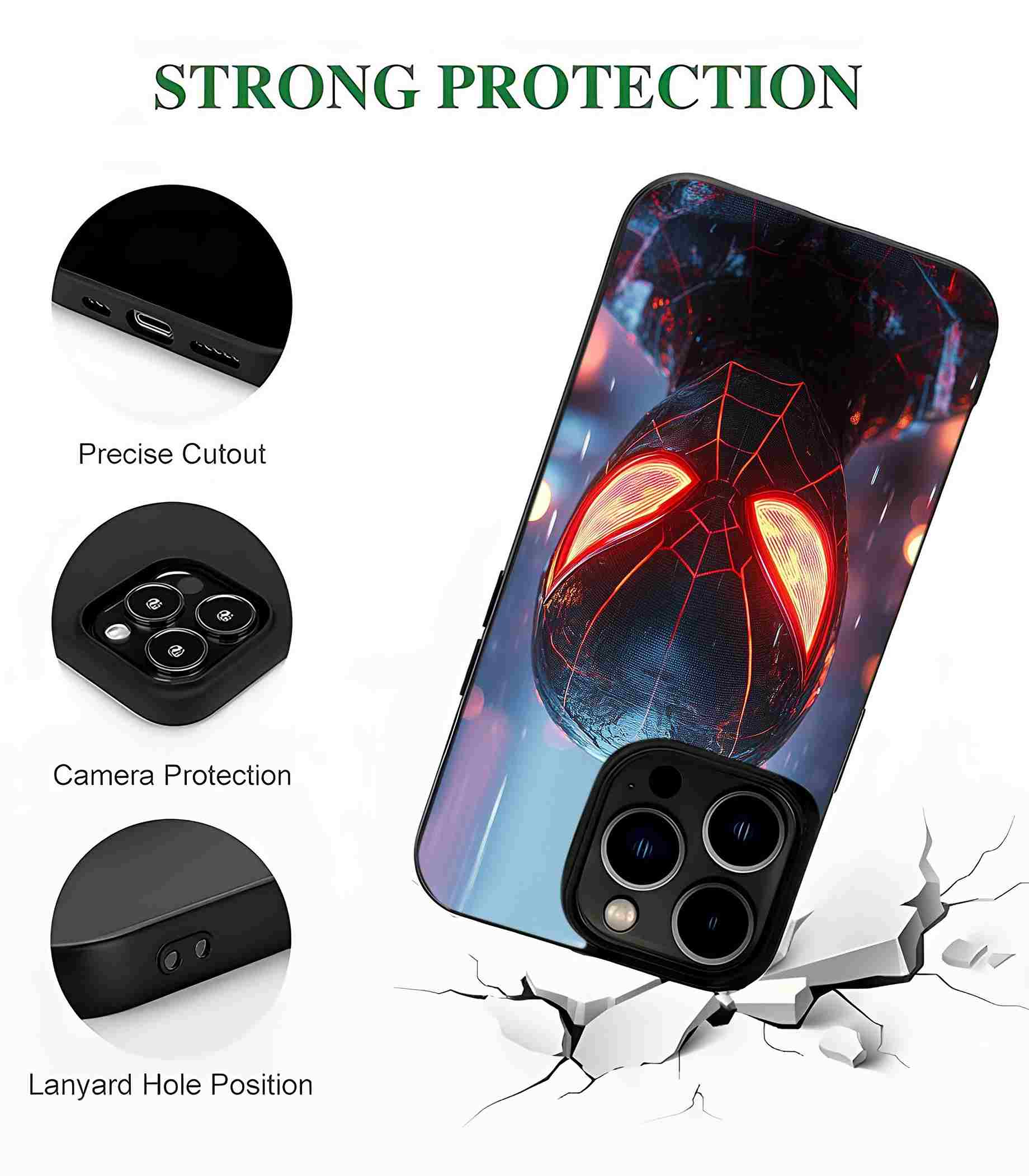 Neon Spider Man In The Rain 2D Rubber Mobile Back Cover