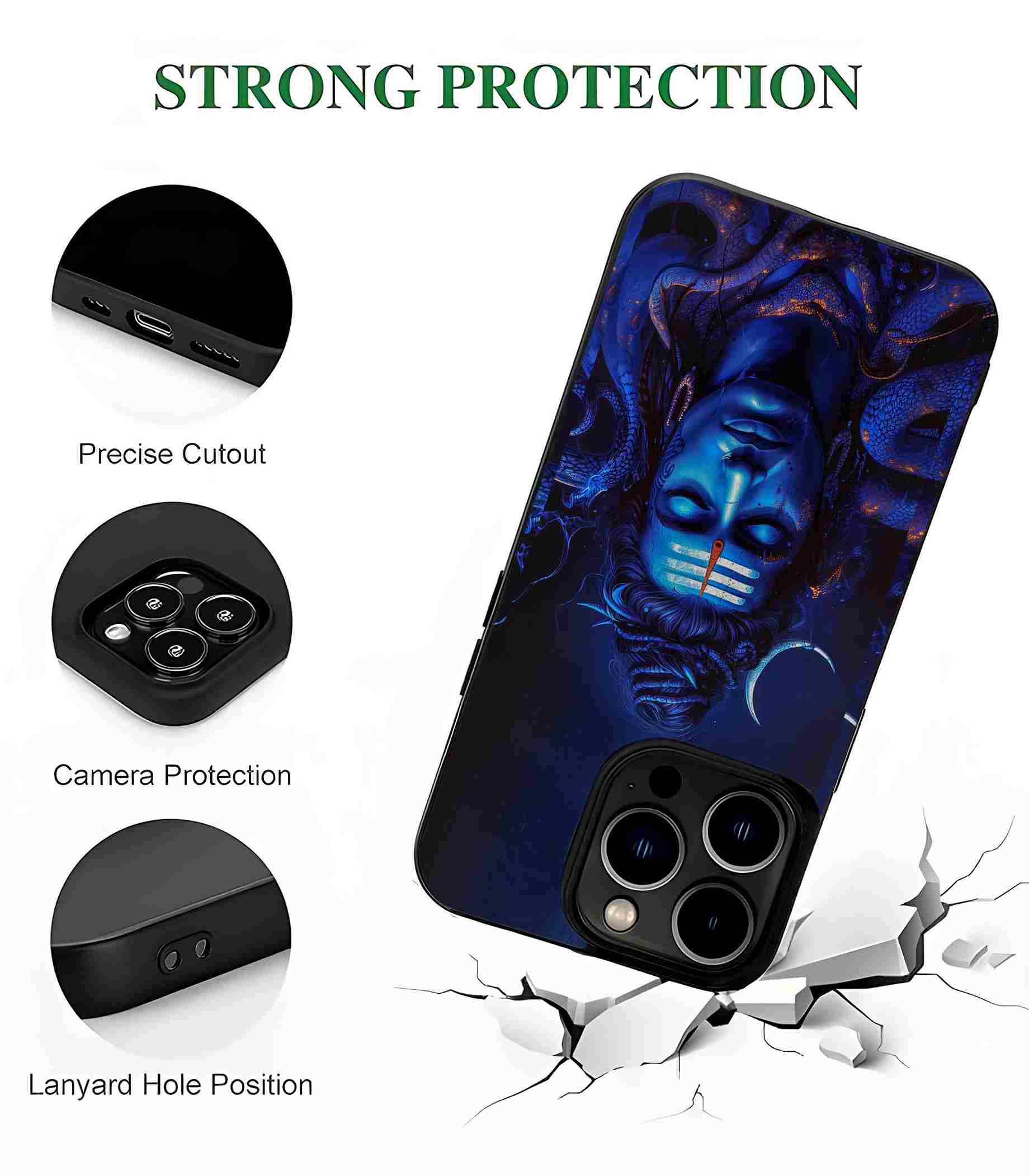 Shiva God with Snakes 2D Rubber Mobile Back Cover