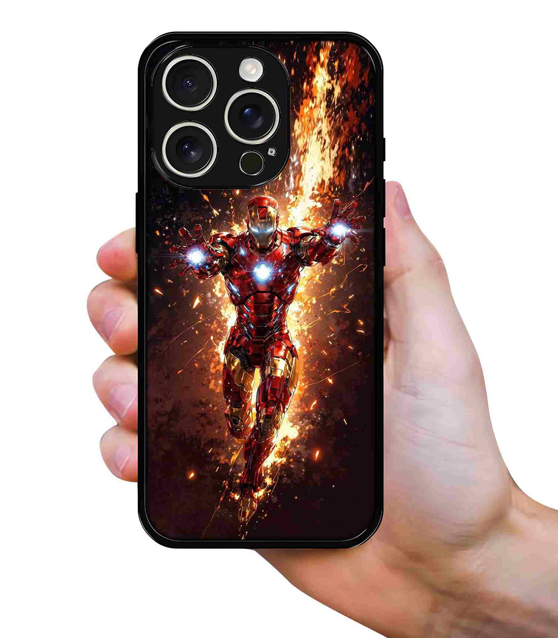 Iron Man in Action 2D Rubber Mobile Back Cover