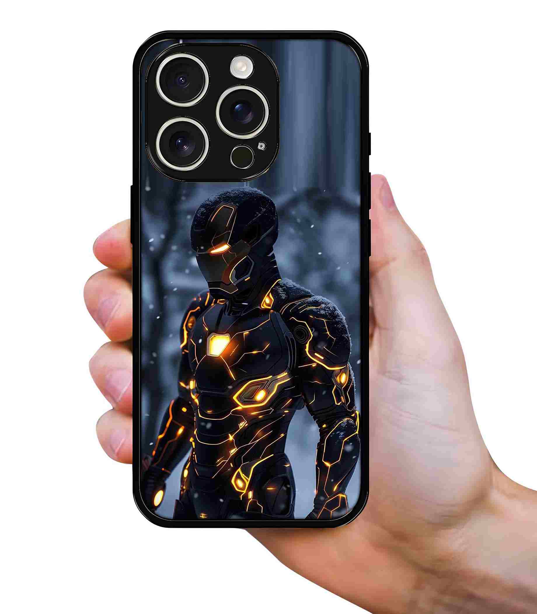 Iron Man Neon Black Armor 2D Rubber Mobile Back Cover Iron Man Neon Black Armor 2D Rubber Mobile Back Cover