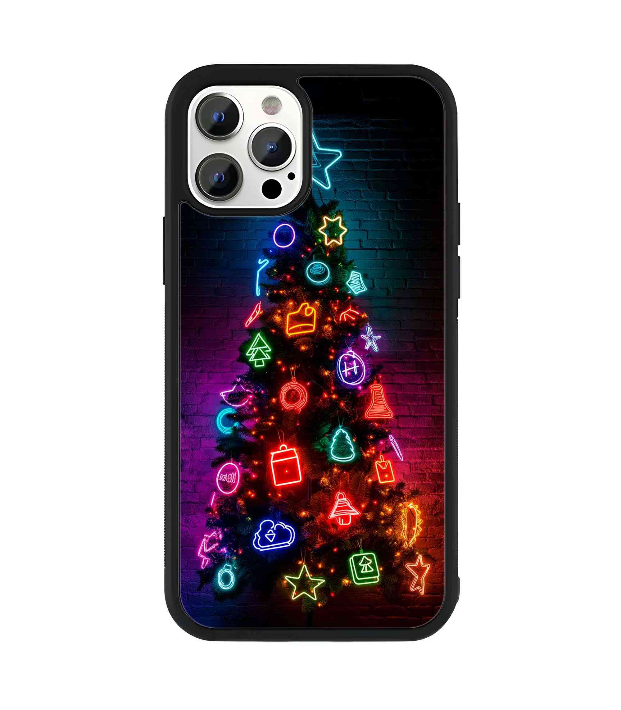 Neon Christmas Tree 2D Rubber Mobile Back Cover