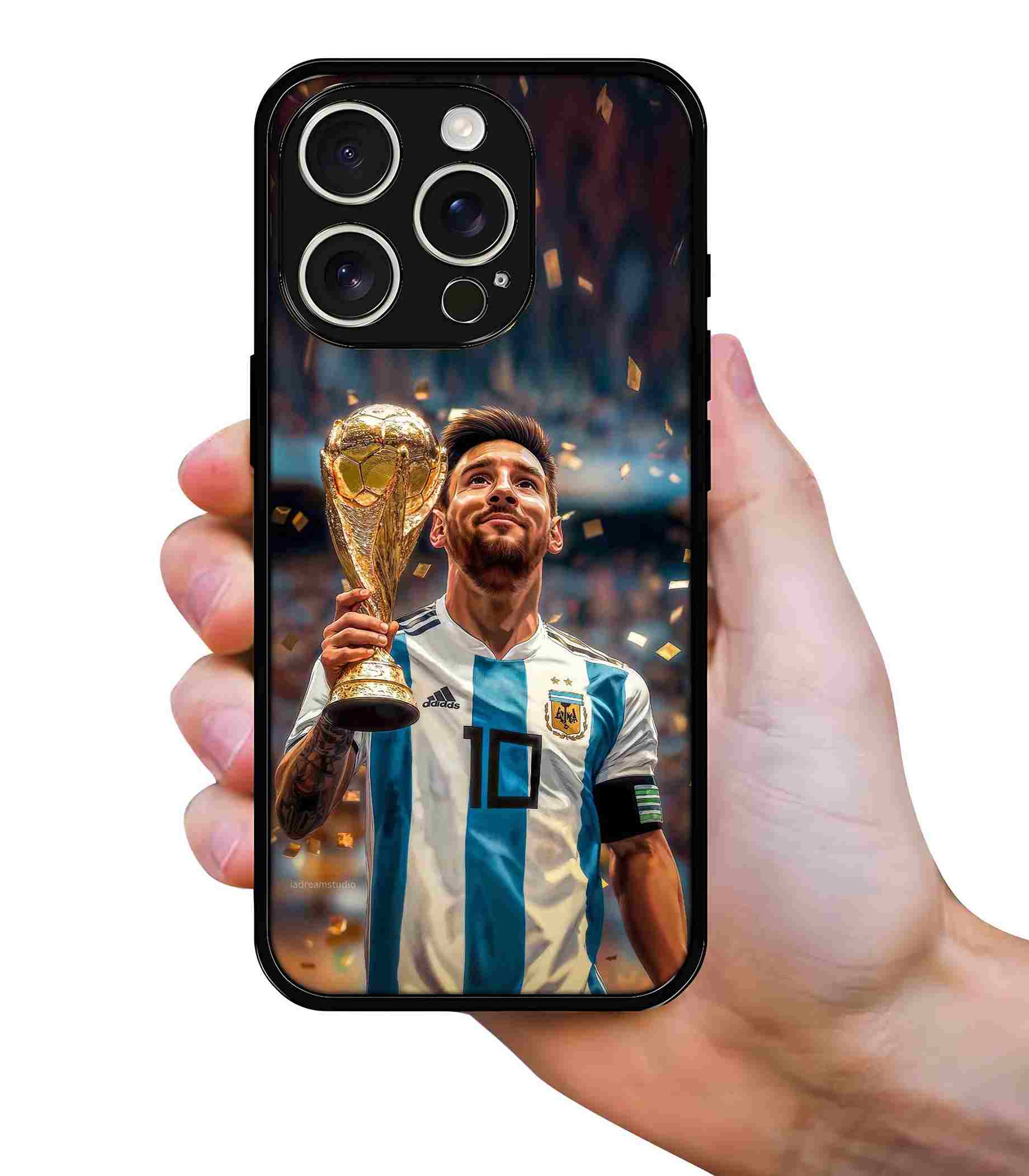 Messi with Trophy 2D Rubber Mobile Back Cover Messi with Trophy 2D Rubber Mobile Back Cover