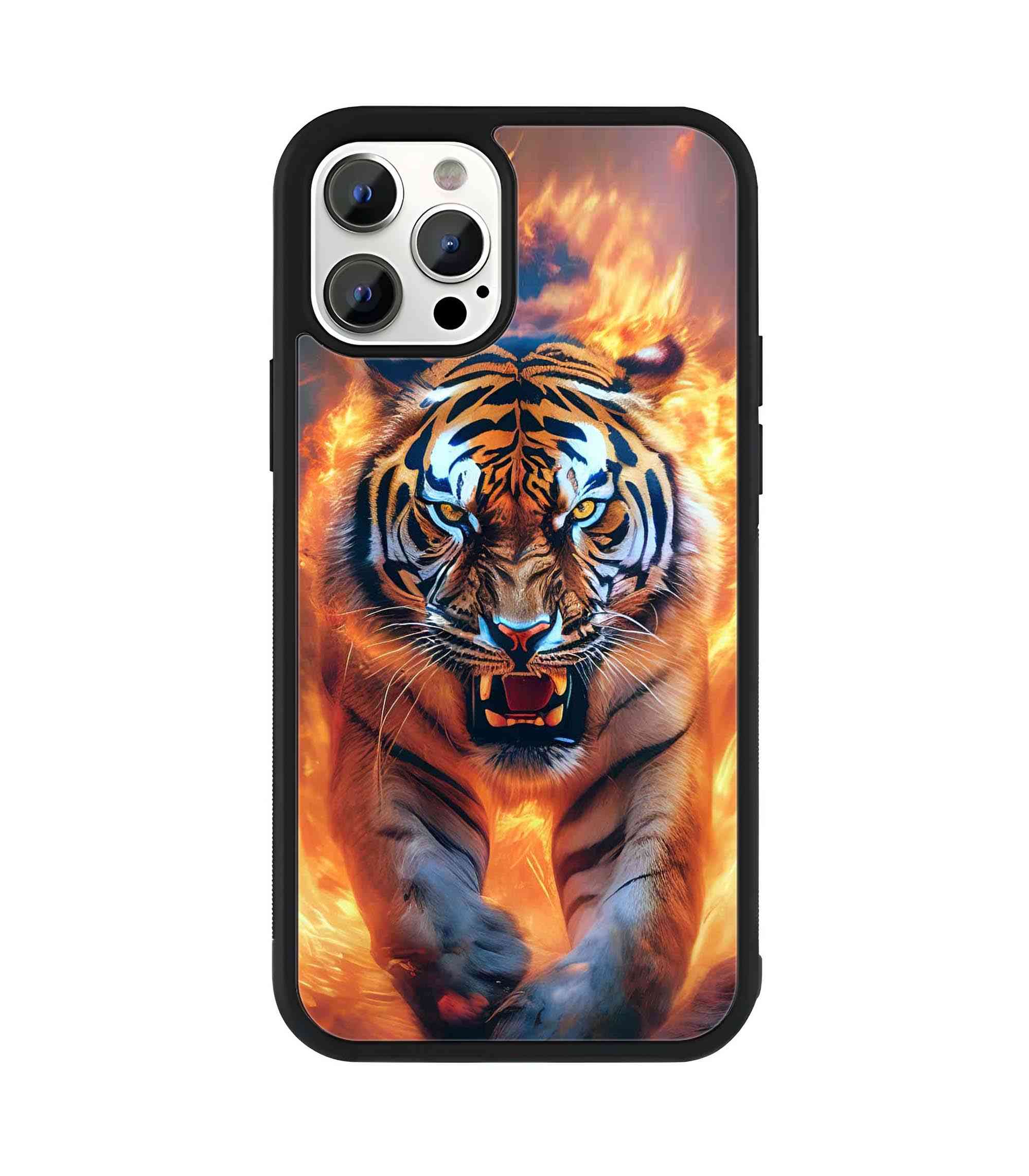 Tiger on Fire 2D Rubber Mobile Back Cover Tiger on Fire 2D Rubber Mobile Back Cover