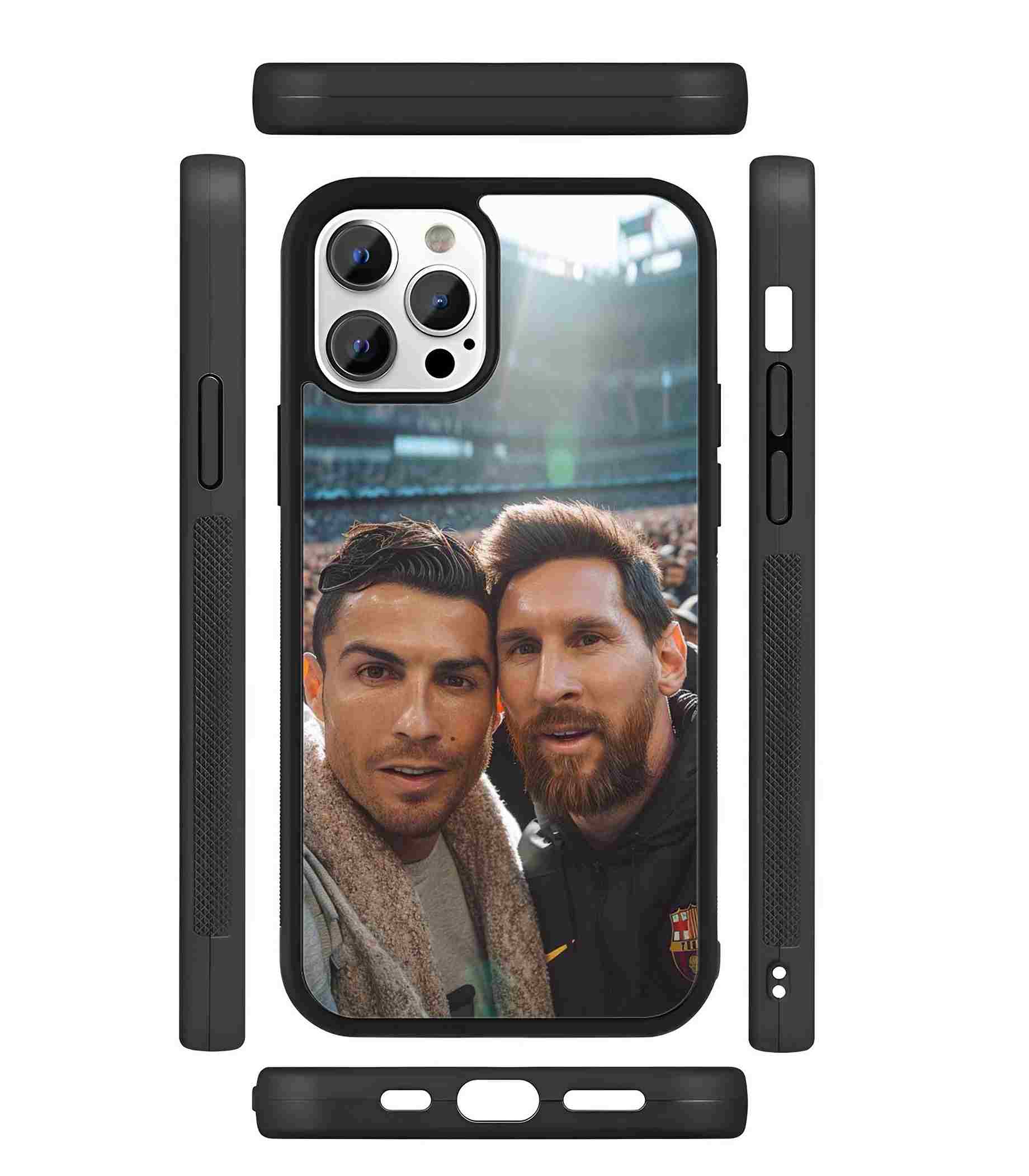 Messi and Ronaldo 2D Rubber Mobile Back Cover