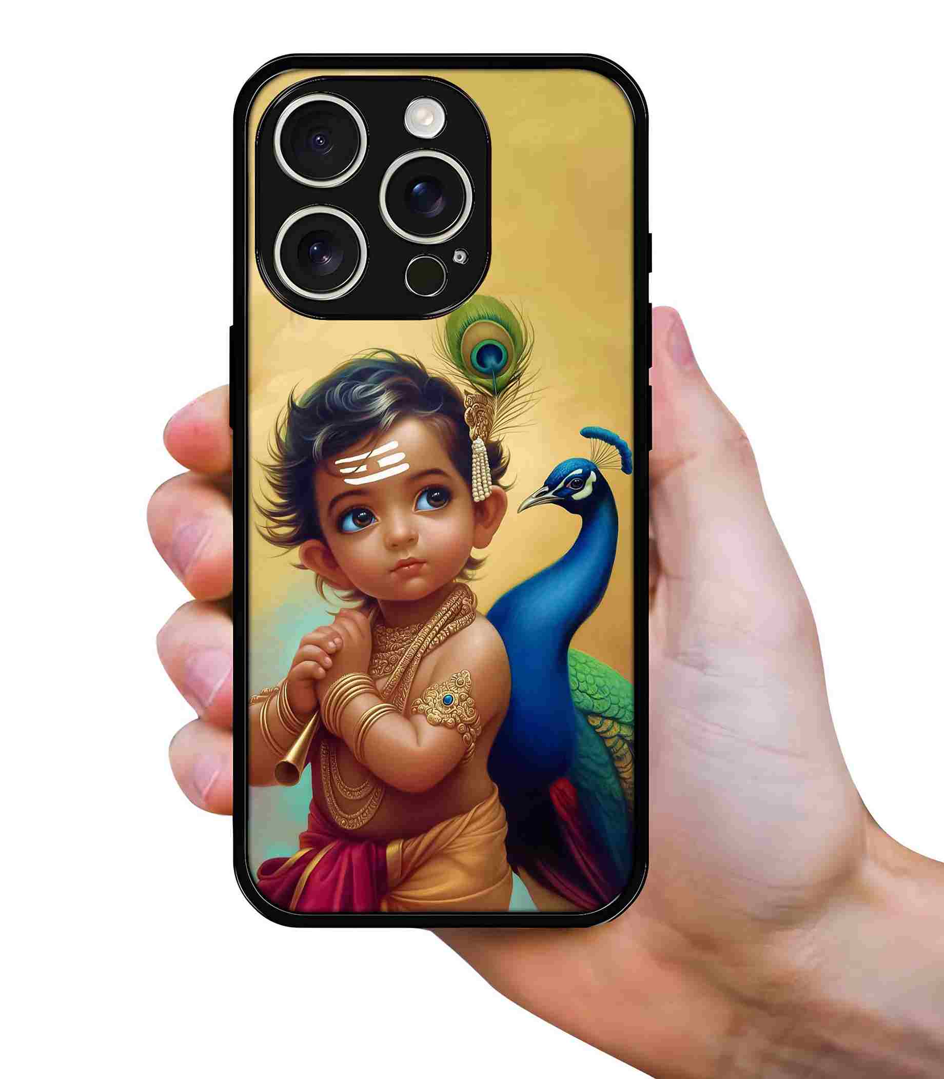 Krishna with Peacock 2D Rubber Mobile Back Cover Krishna with Peacock 2D Rubber Mobile Back Cover