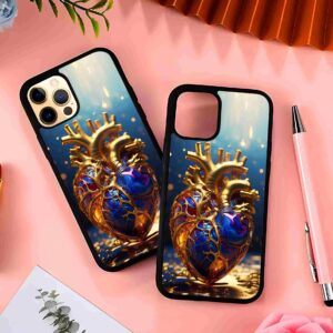 Golden Heart 2D Rubber Mobile Back Cover
