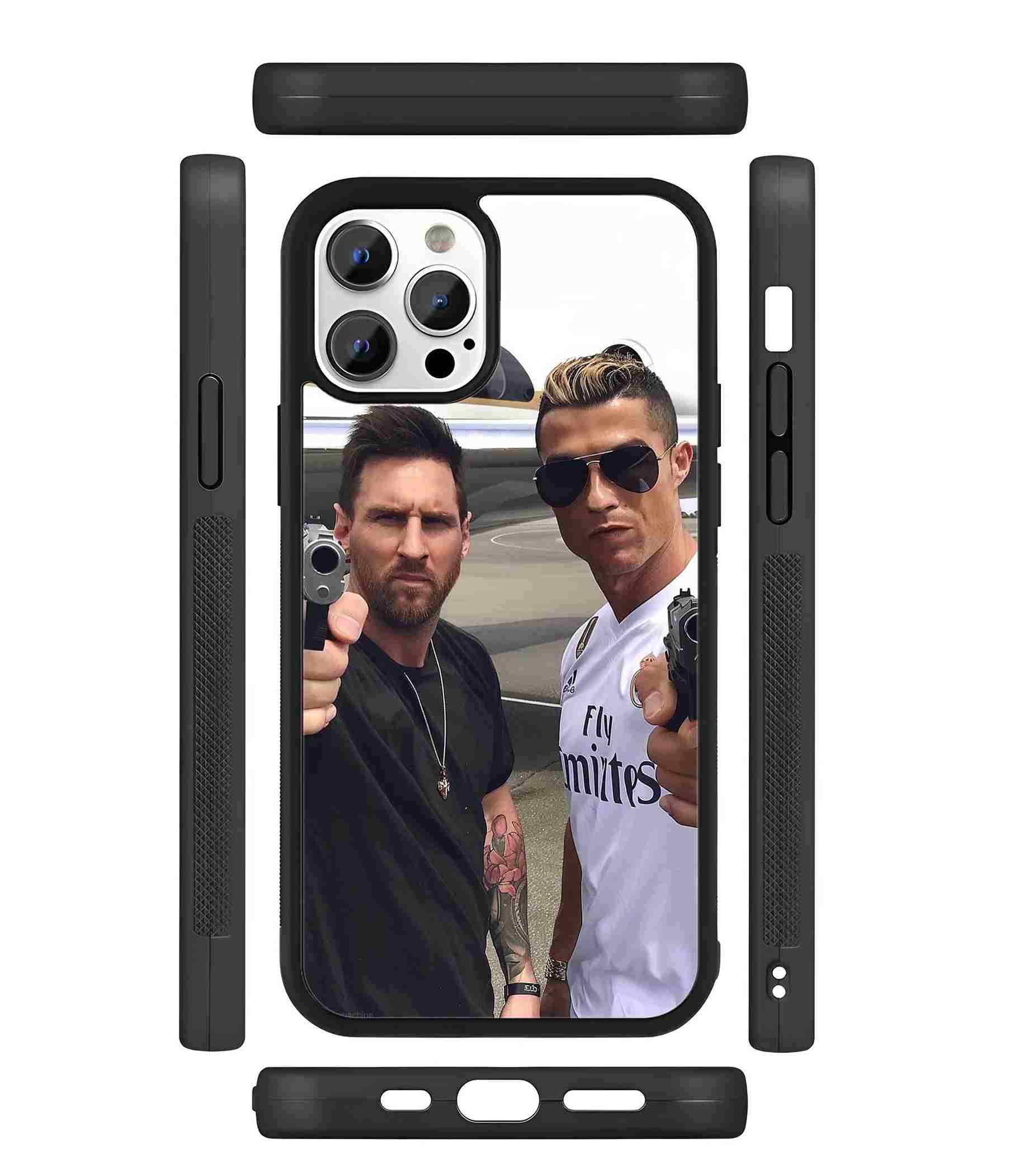 Messi Ronaldo Gang 2D Rubber Mobile Back Cover Messi Ronaldo Gang 2D Rubber Mobile Back Cover