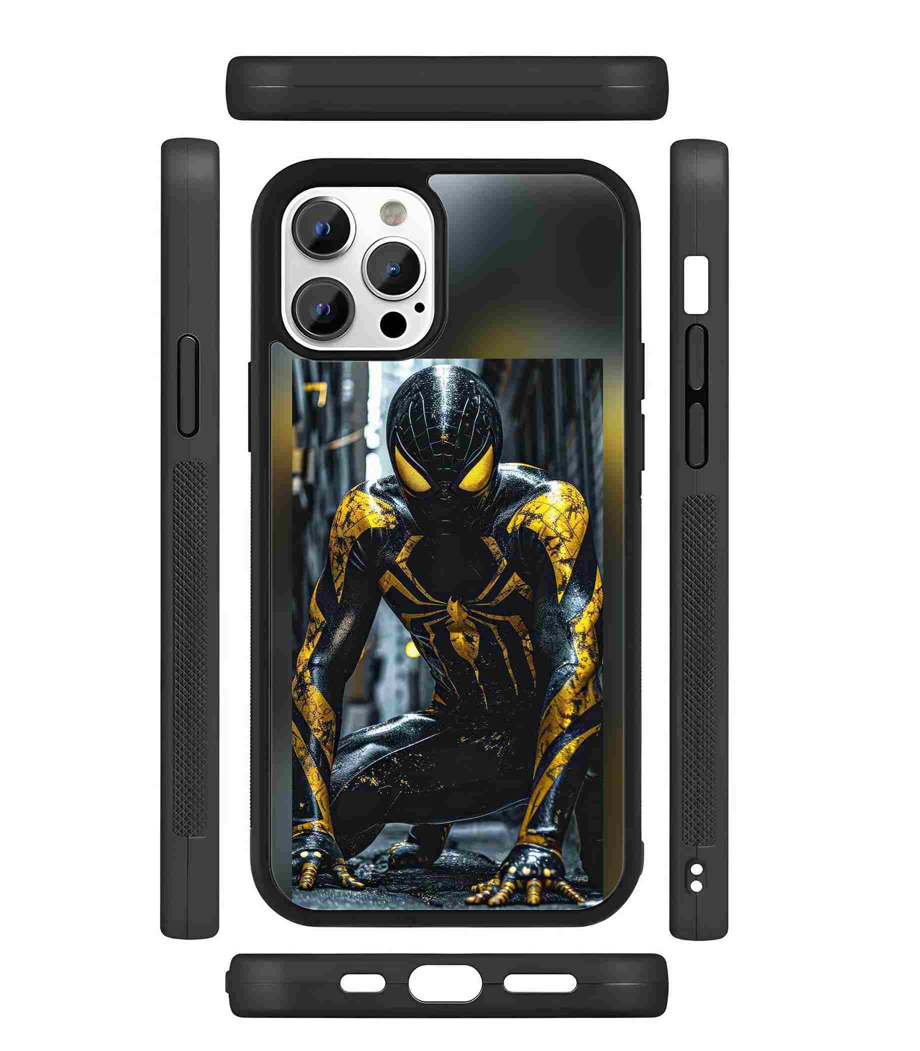 Black Spidey 2D Rubber Mobile Back Cover Black Spidey 2D Rubber Mobile Back Cover