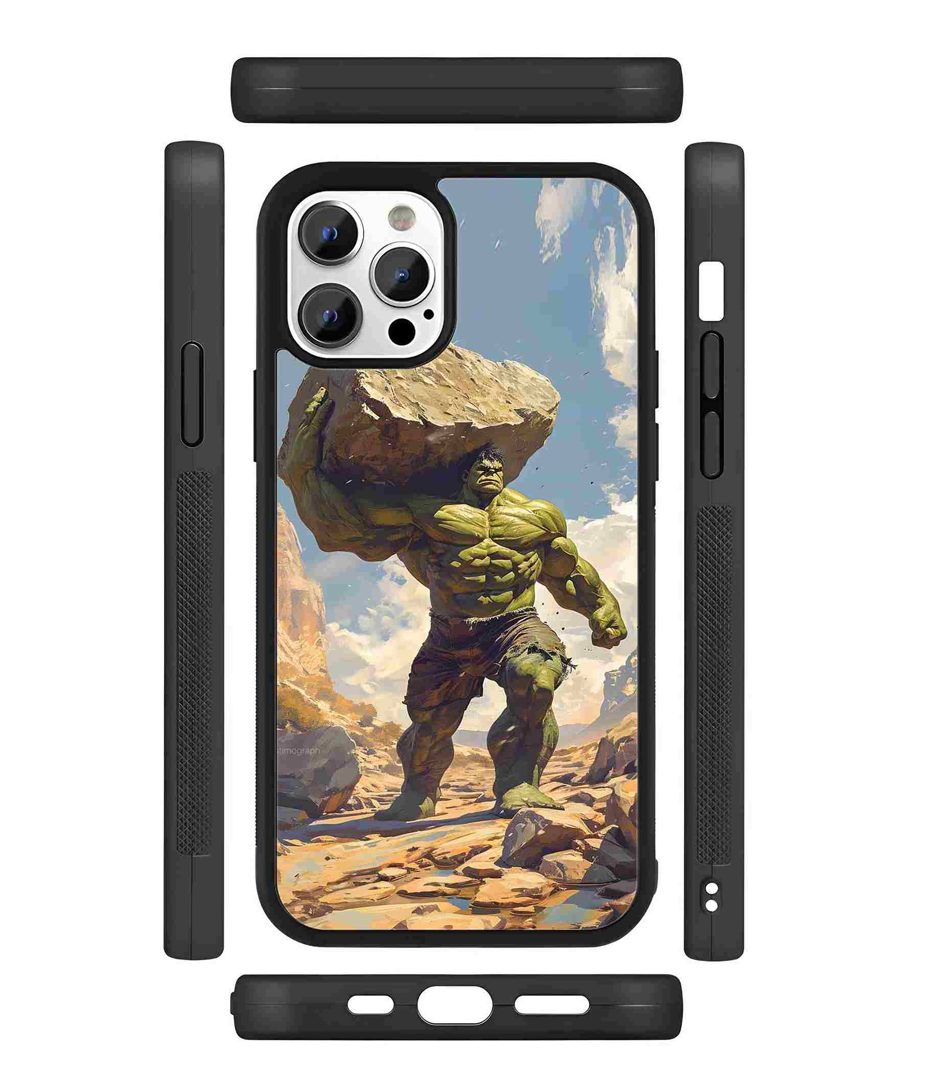 Hulk vs Stones 2D Rubber Mobile Back Cover