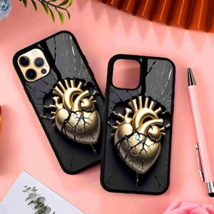 Golden Heart 2D Rubber Mobile Back Cover #2