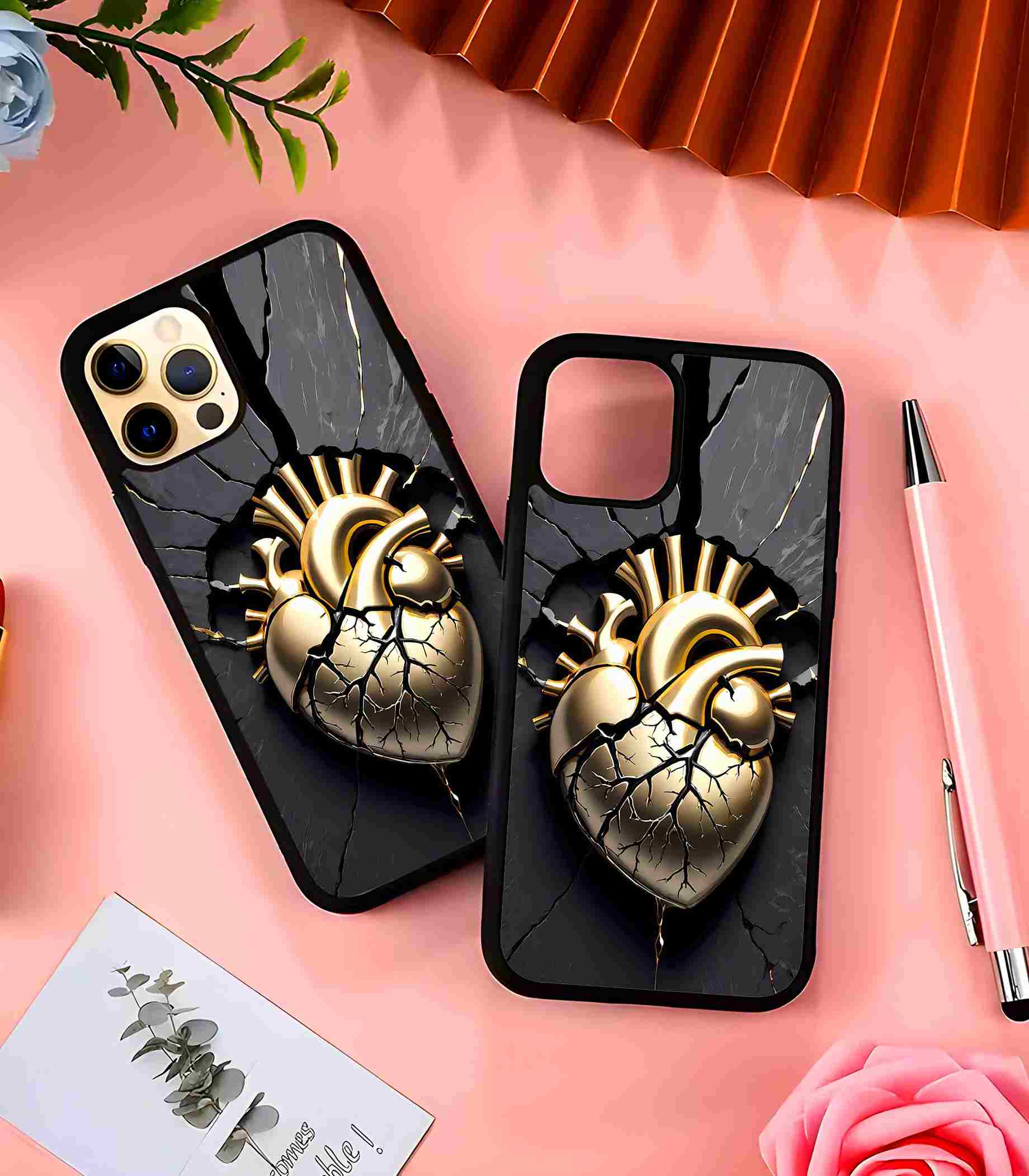 Golden Heart 2D Rubber Mobile Back Cover #2 Golden Heart 2D Rubber Mobile Back Cover #2