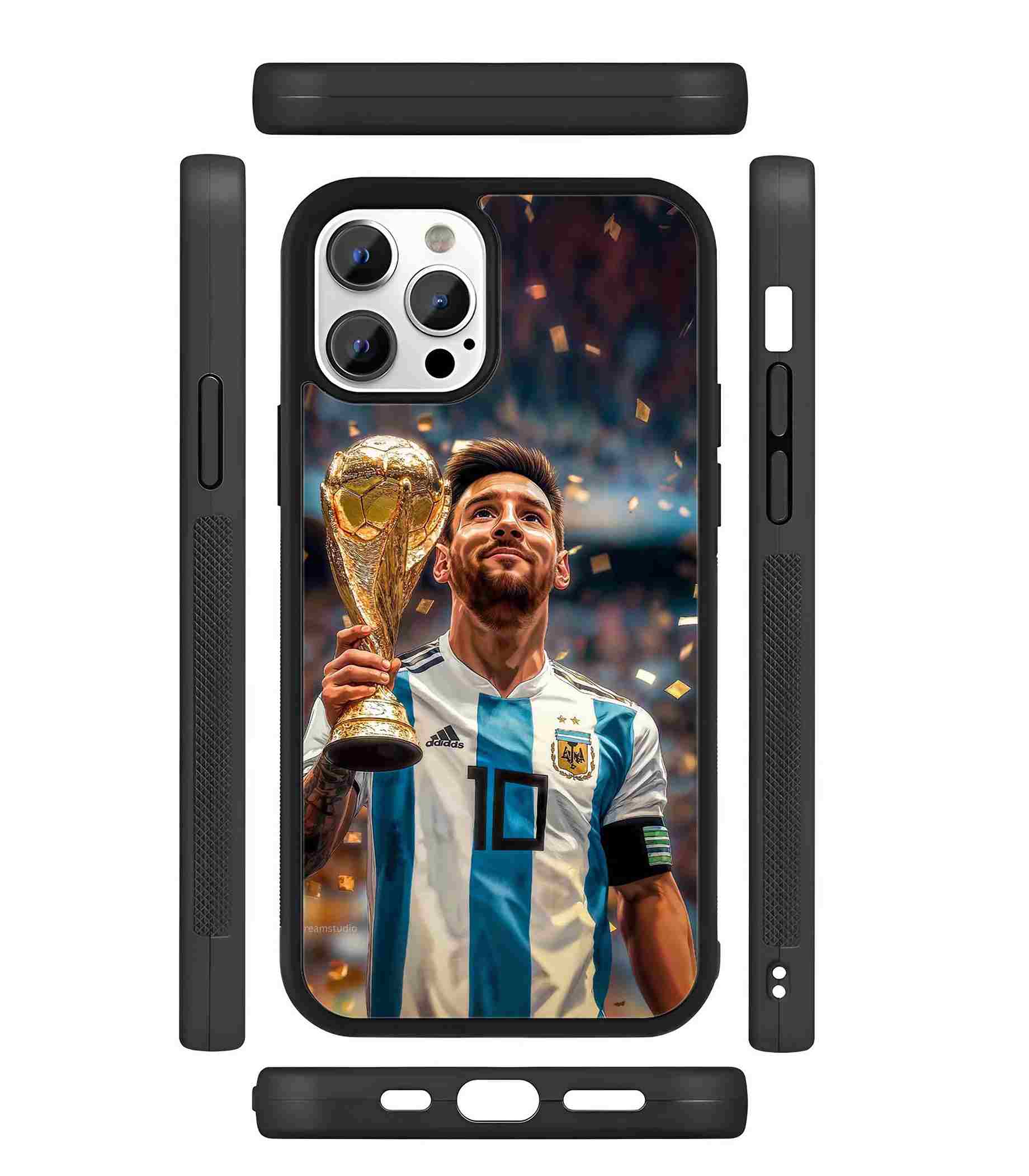 Messi with Trophy 2D Rubber Mobile Back Cover Messi with Trophy 2D Rubber Mobile Back Cover