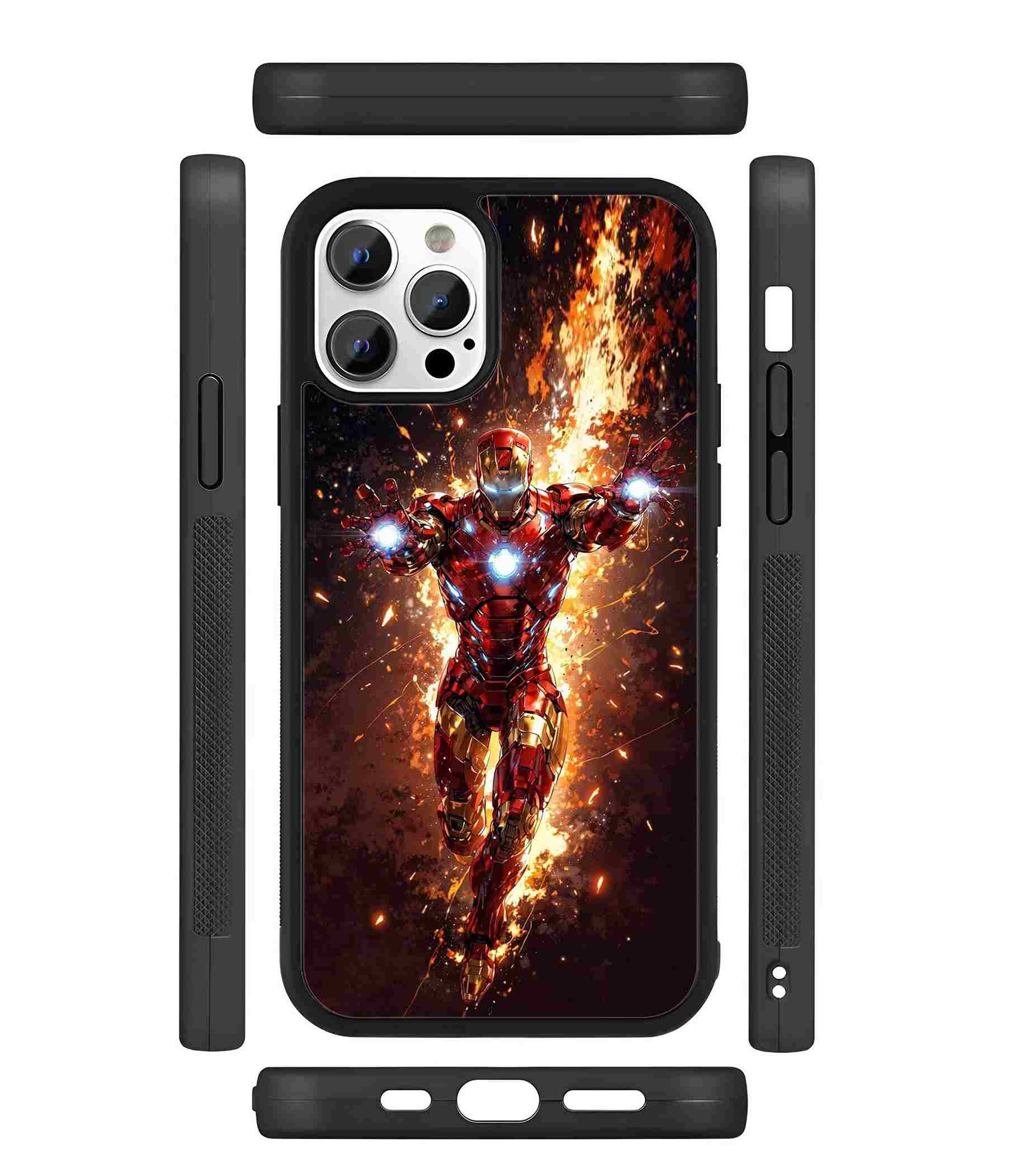 Iron Man in Action 2D Rubber Mobile Back Cover