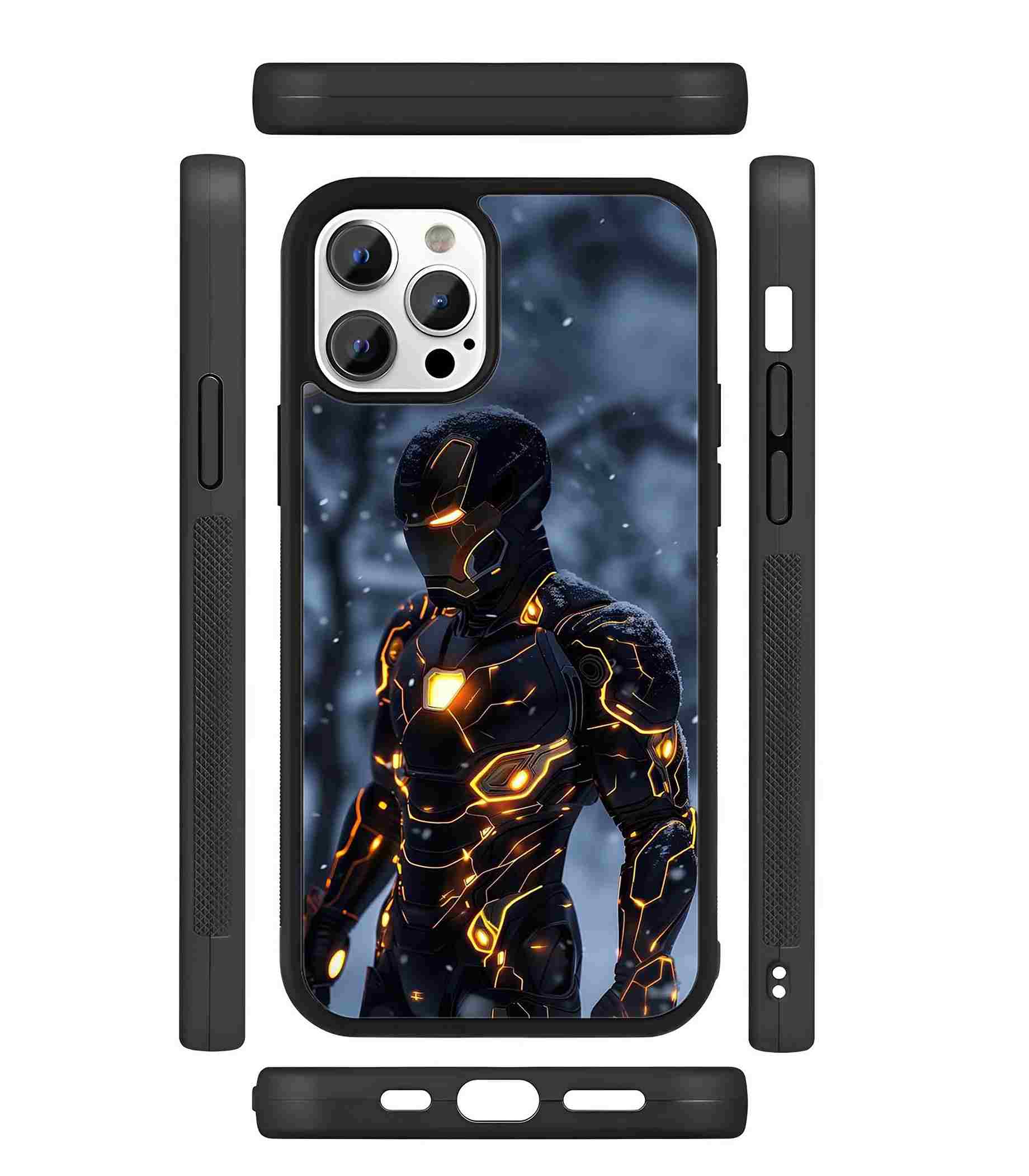 Iron Man Neon Black Armor 2D Rubber Mobile Back Cover Iron Man Neon Black Armor 2D Rubber Mobile Back Cover