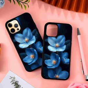 Blue Flowers 2D Rubber Mobile Back Cover
