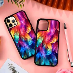 Colorful Feathers 2D Rubber Mobile Back Cover