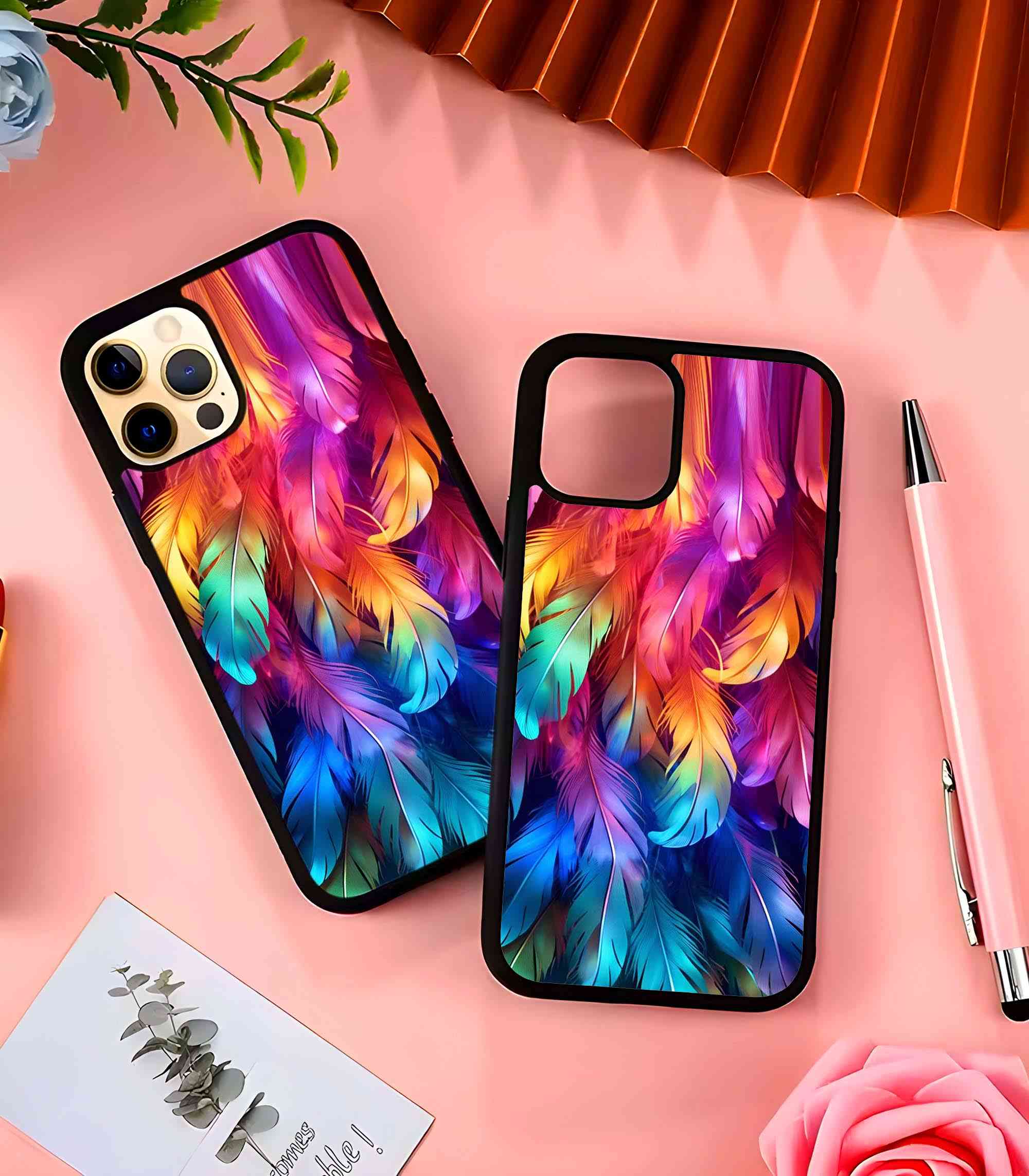 Colorful Feathers 2D Rubber Mobile Back Cover Colorful Feathers 2D Rubber Mobile Back Cover