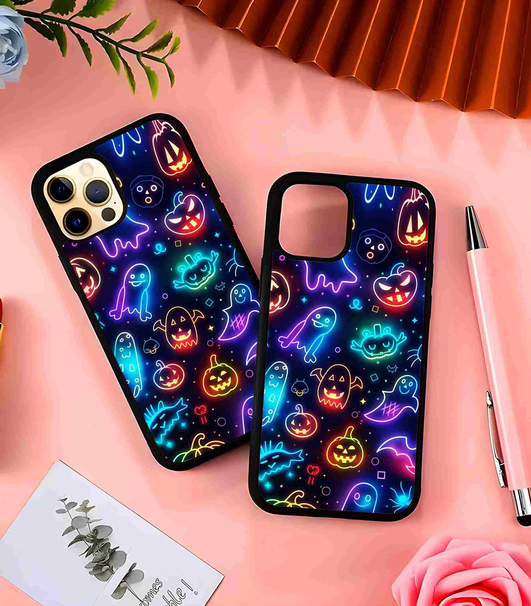 Neon Halloween 2D Rubber Mobile Back Cover