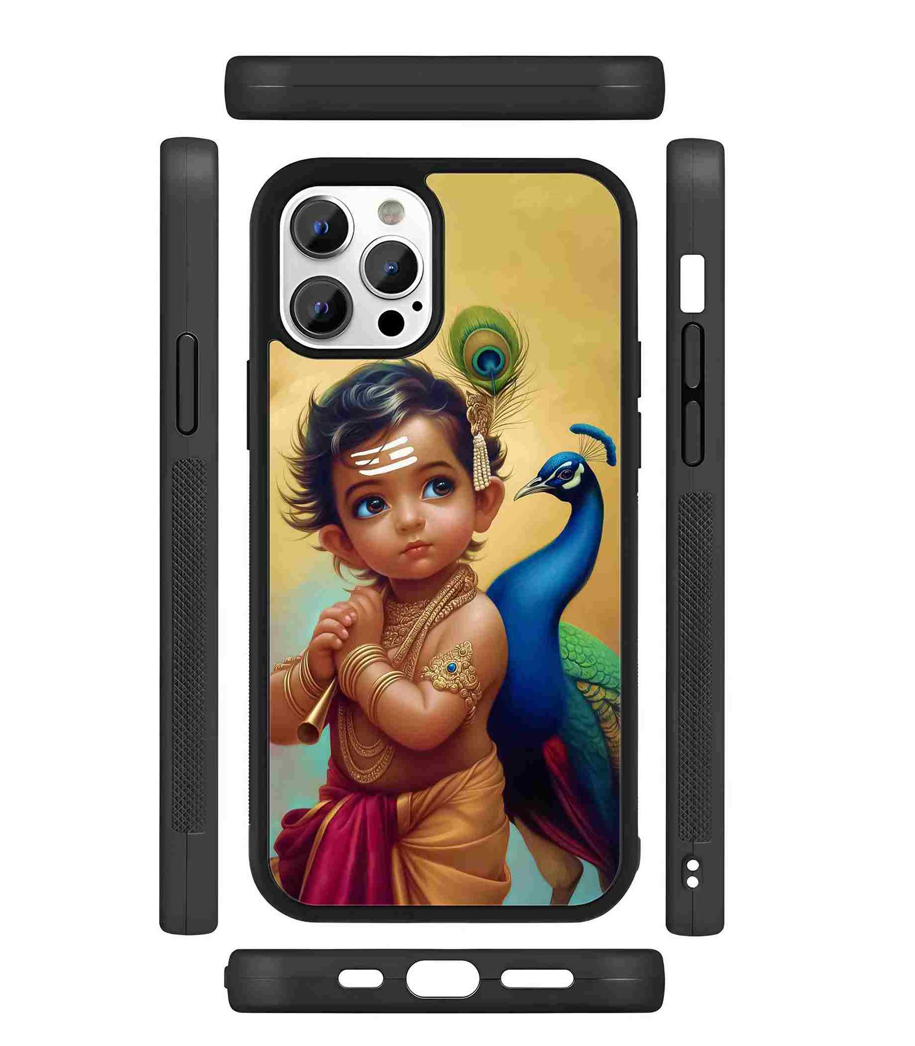 Krishna with Peacock 2D Rubber Mobile Back Cover Krishna with Peacock 2D Rubber Mobile Back Cover