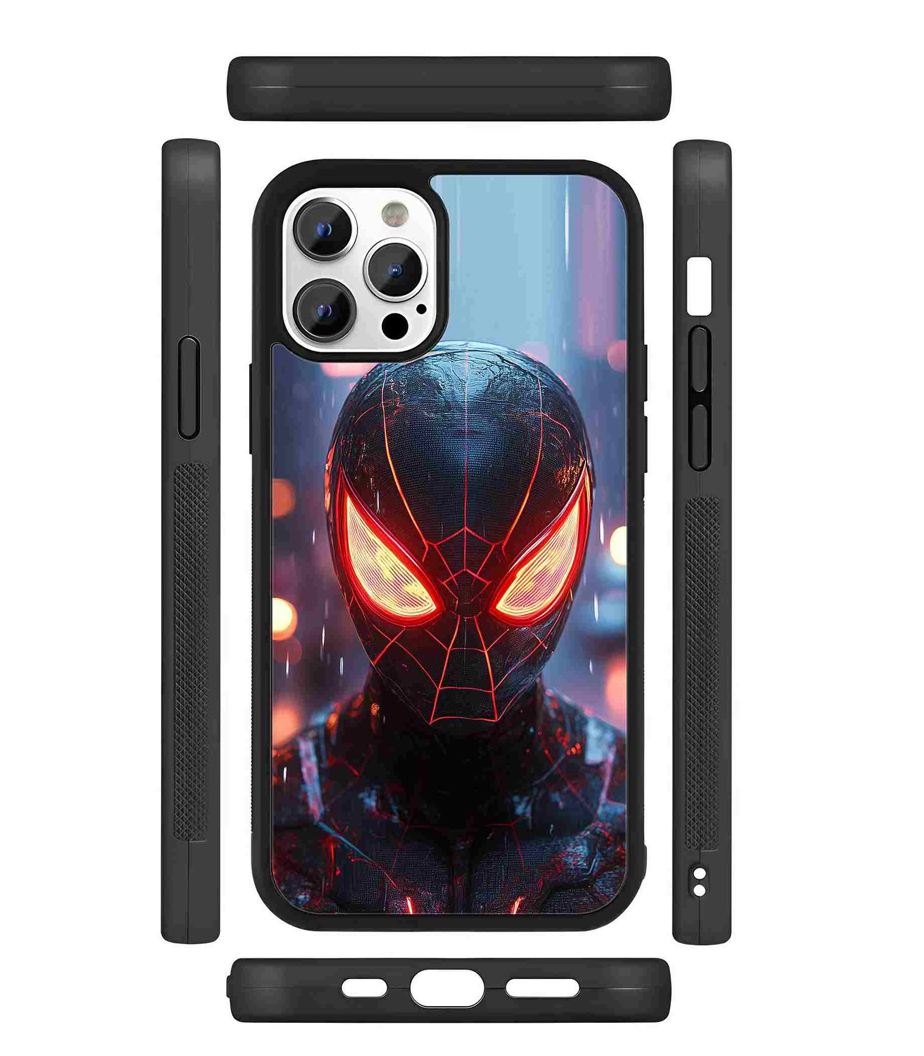 Neon Spider Man In The Rain 2D Rubber Mobile Back Cover