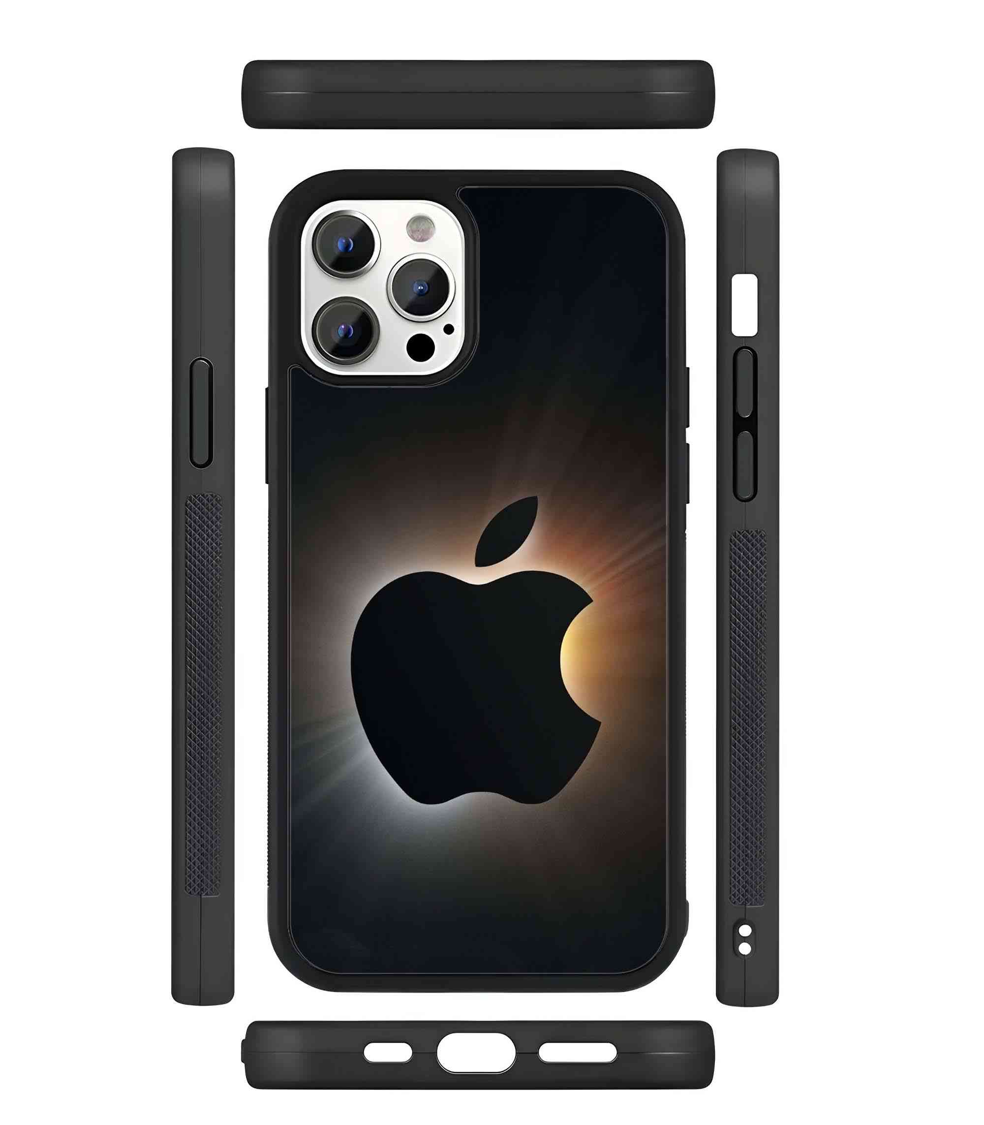 Apple Logo Silhouette 2D Rubber Mobile Back Cover