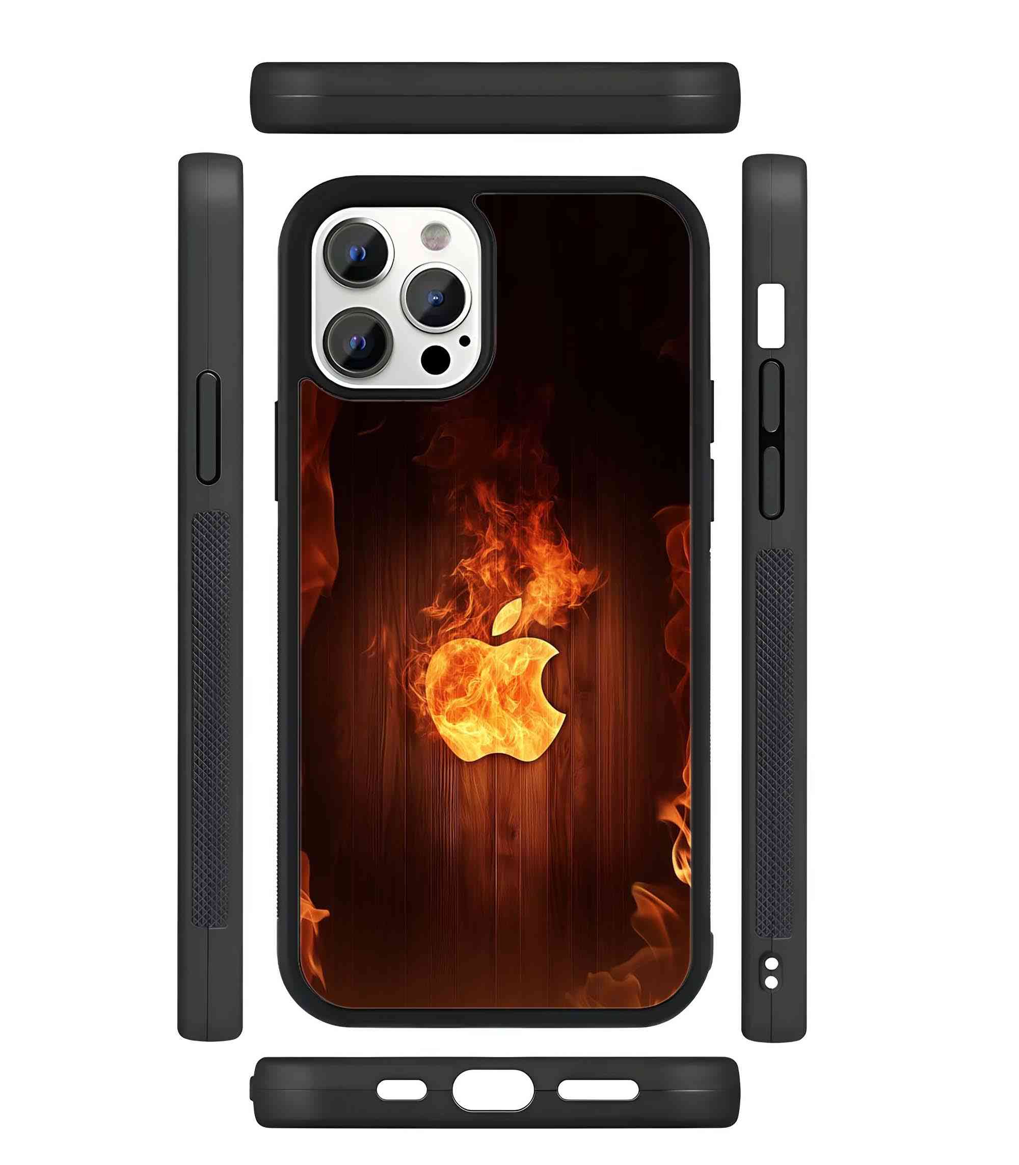 Fire Apple Logo 2D Rubber Mobile Back Cover Fire Apple Logo 2D Rubber Mobile Back Cover