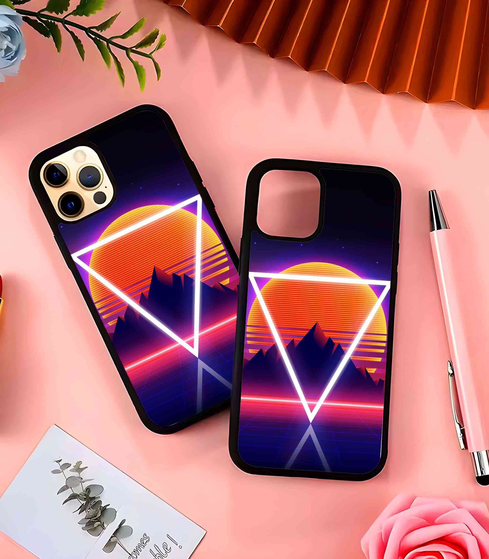 Retrowave Synthwave Abstract Sunset 2D Rubber Mobile Back Cover