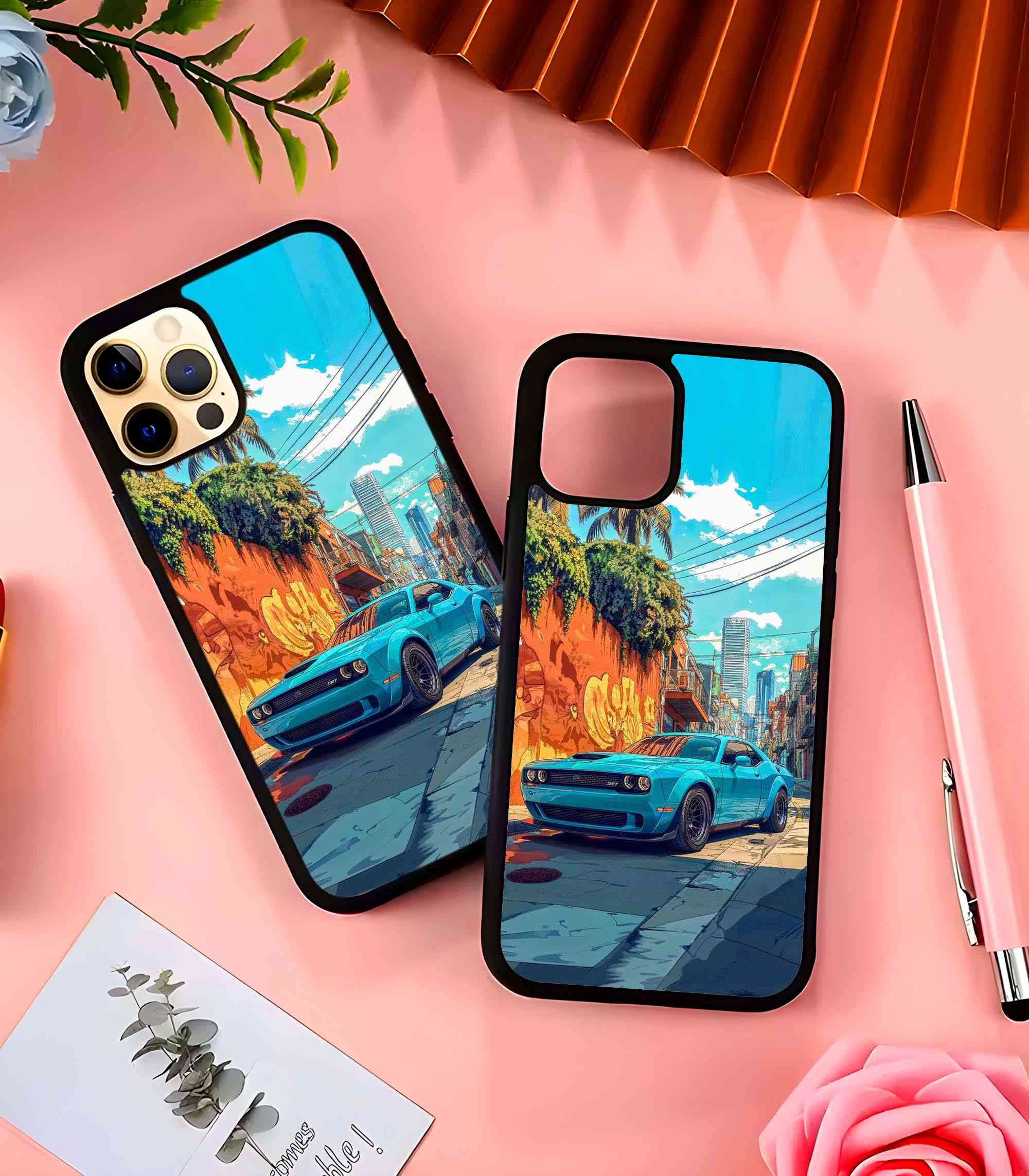 Dodge Challenger Blue 2D Rubber Mobile Back Cover