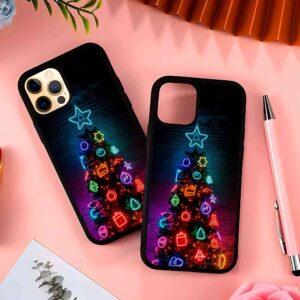 Neon Christmas Tree 2D Rubber Mobile Back Cover