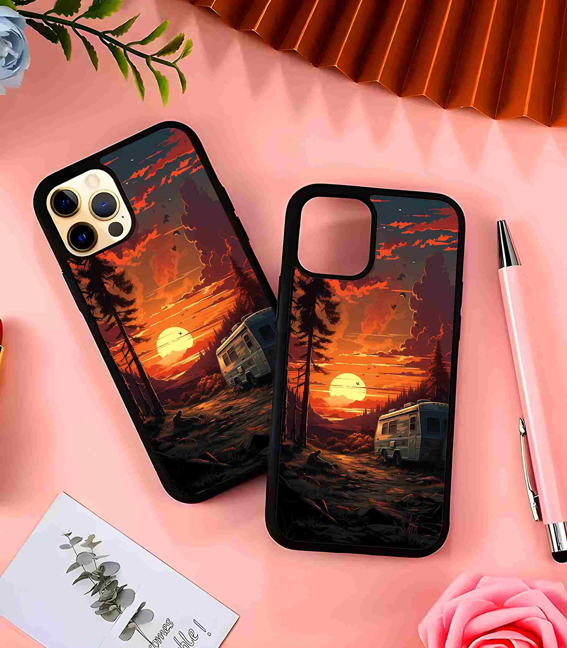 Sunset Camper 2D Rubber Mobile Back Cover