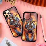 Tiger on Fire 2D Rubber Mobile Back Cover