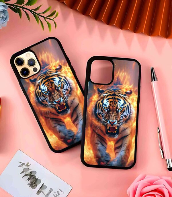 Tiger on Fire 2D Rubber Mobile Back Cover