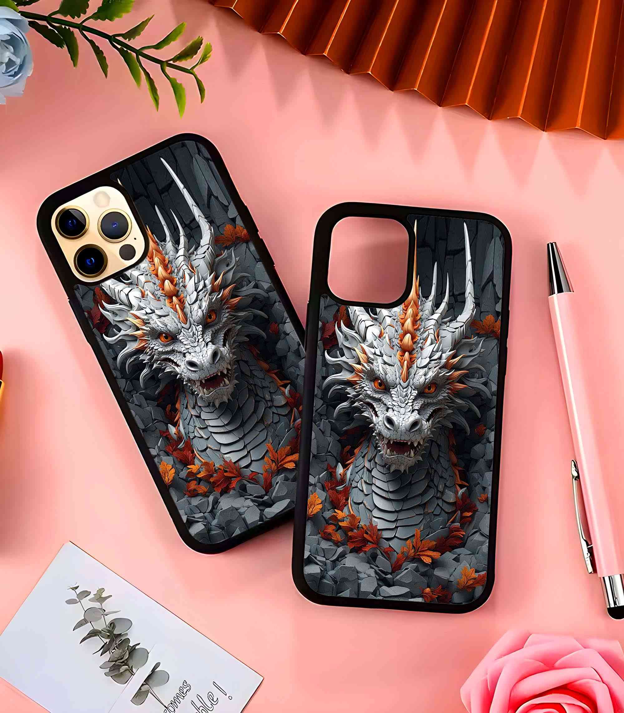 White Dragon 2D Rubber Mobile Back Cover