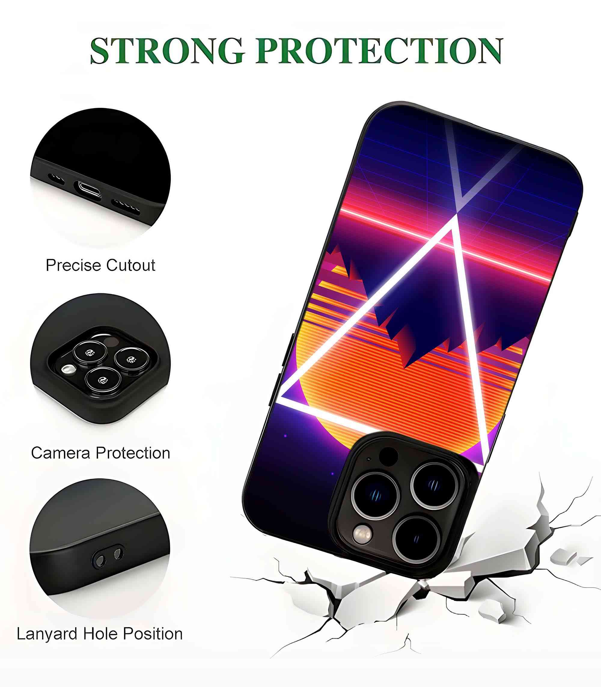 Retrowave Synthwave Abstract Sunset 2D Rubber Mobile Back Cover