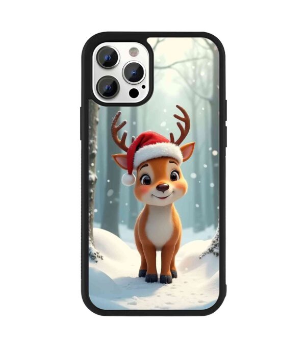 Cute Christmas Deer 2D Rubber Mobile Back Cover