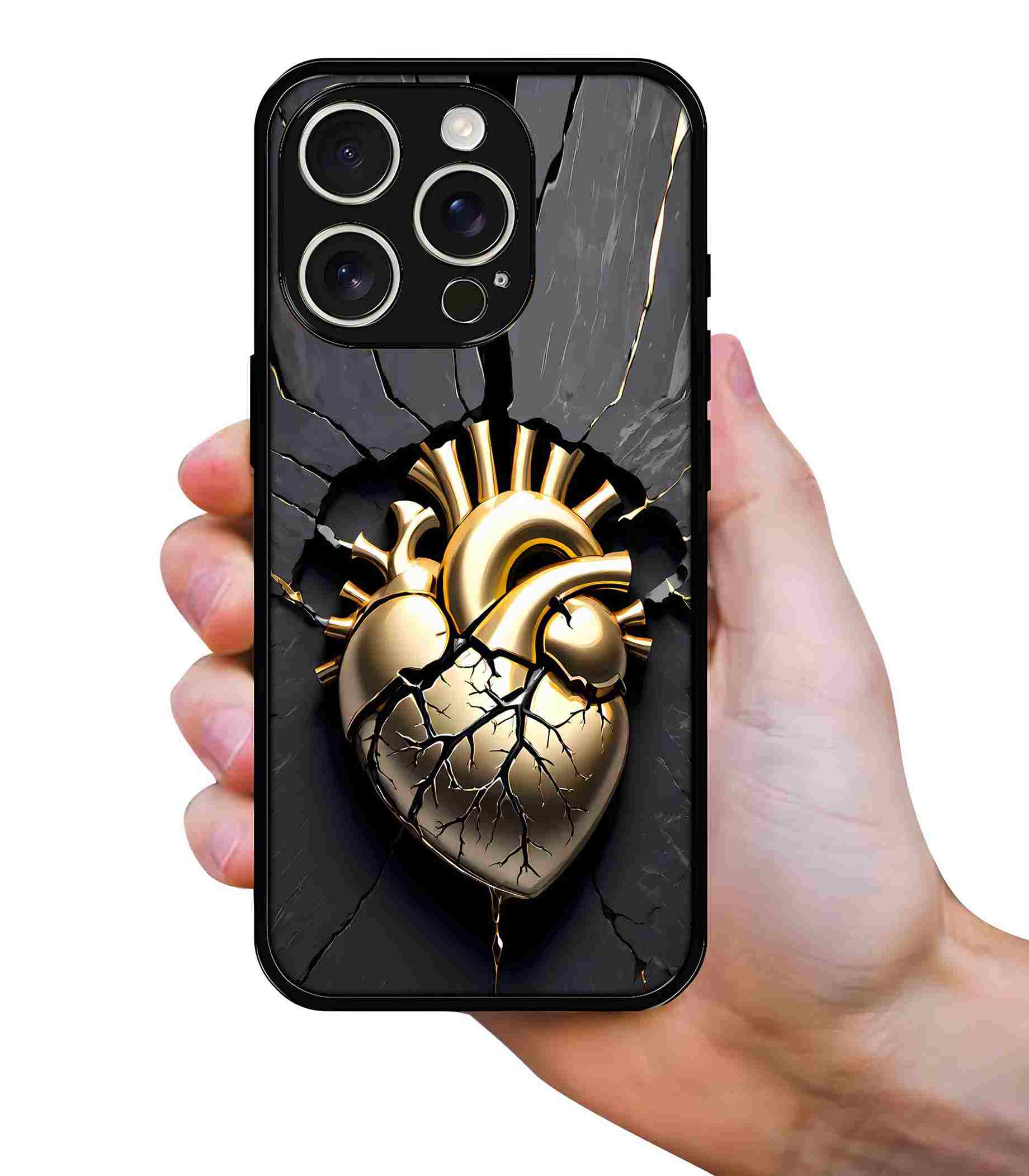 Golden Heart 2D Rubber Mobile Back Cover #2 Golden Heart 2D Rubber Mobile Back Cover #2